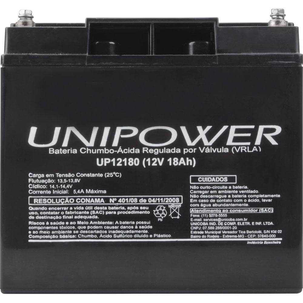 Bateria para nobreak interna selada 12V 18,0AH (UP12180) - Unipower