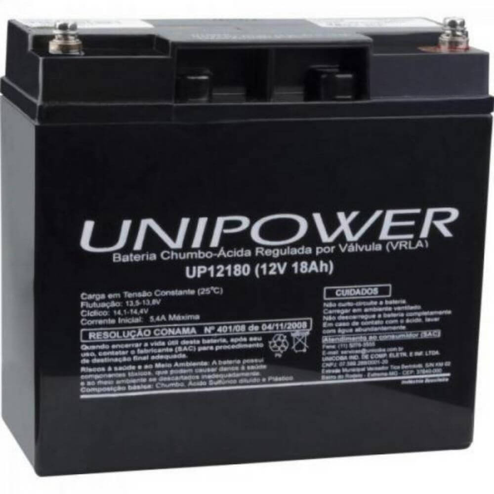 Bateria para nobreak interna selada 12V 18,0AH (UP12180) - Unipower