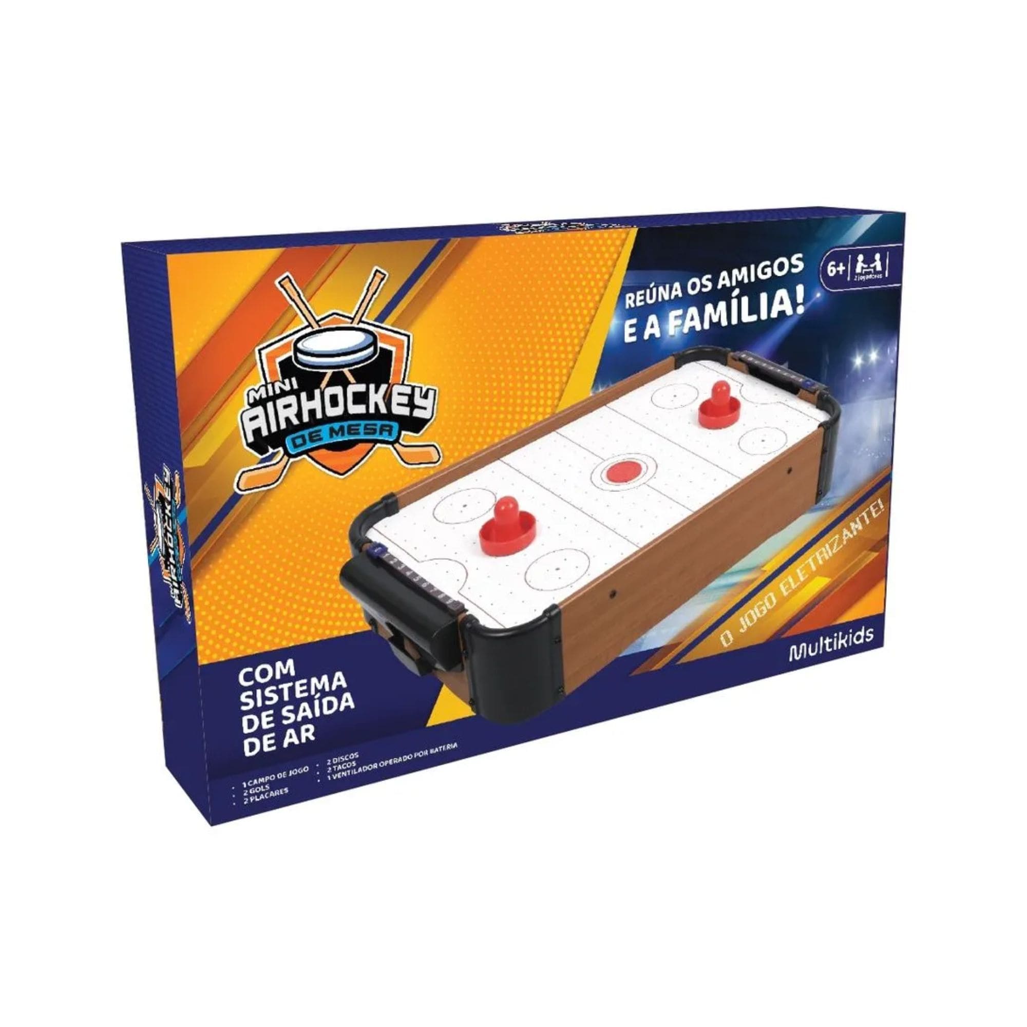 Brinquedo Mini Air Hockey Recomendado p/ Crianças á Partir de 3 Anos Multikids - BR2073