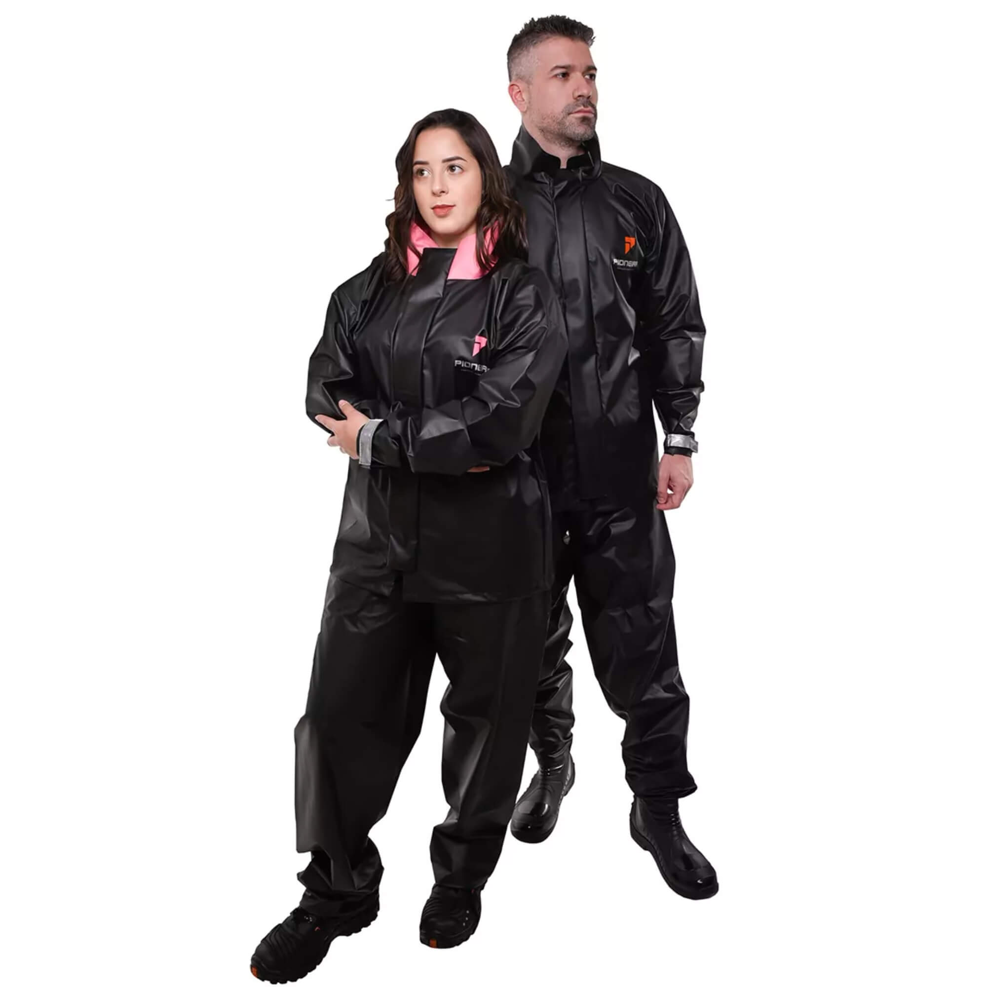 Conjunto Capa de Chuva Pvc Bravo c/ Capuz Feminina GG Preto Pioneira 	2250FEM-F-PRE-GG