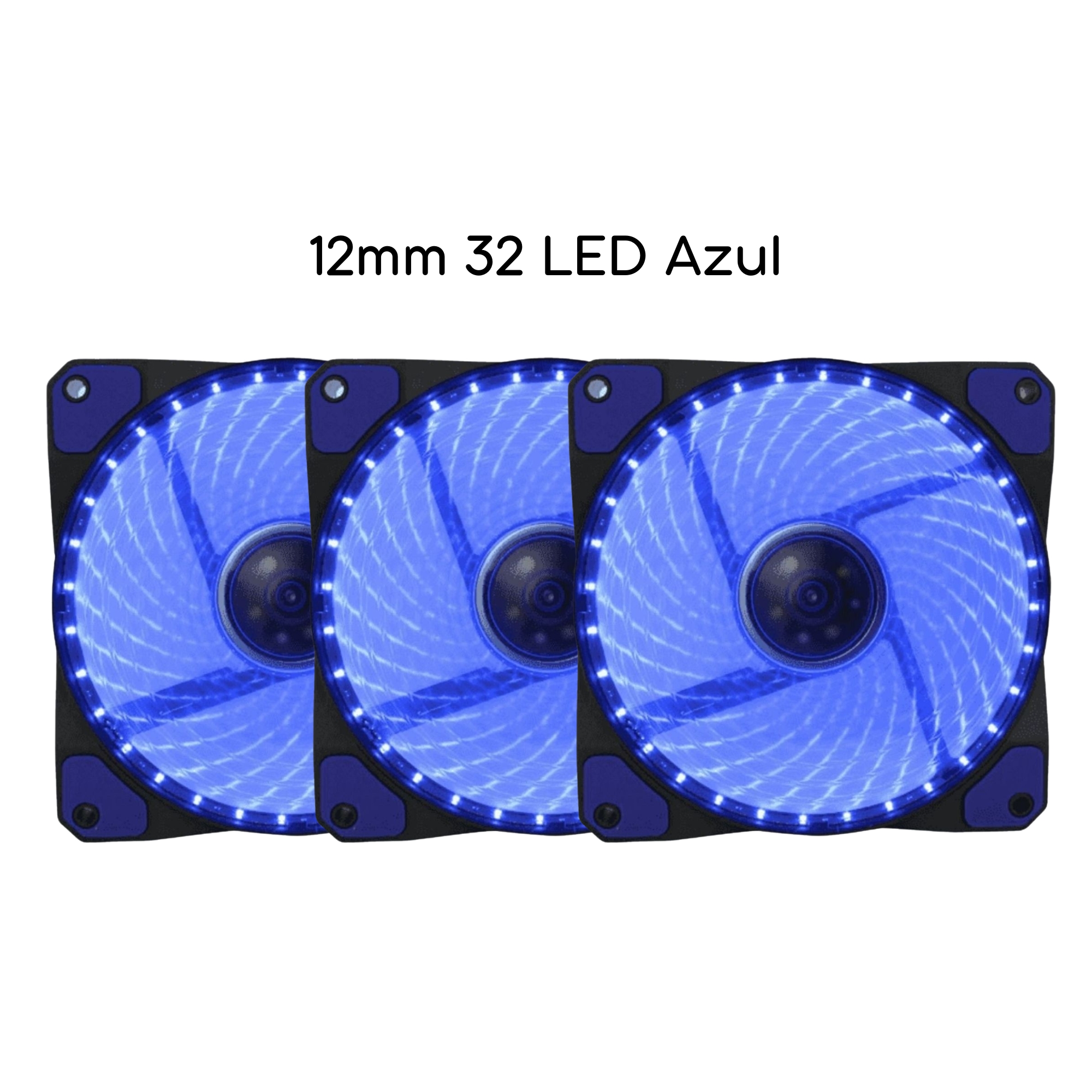 Kit 3 Coolers para Gabinete 12mm 32 LED Azul Gamemax - GMX-GF12B