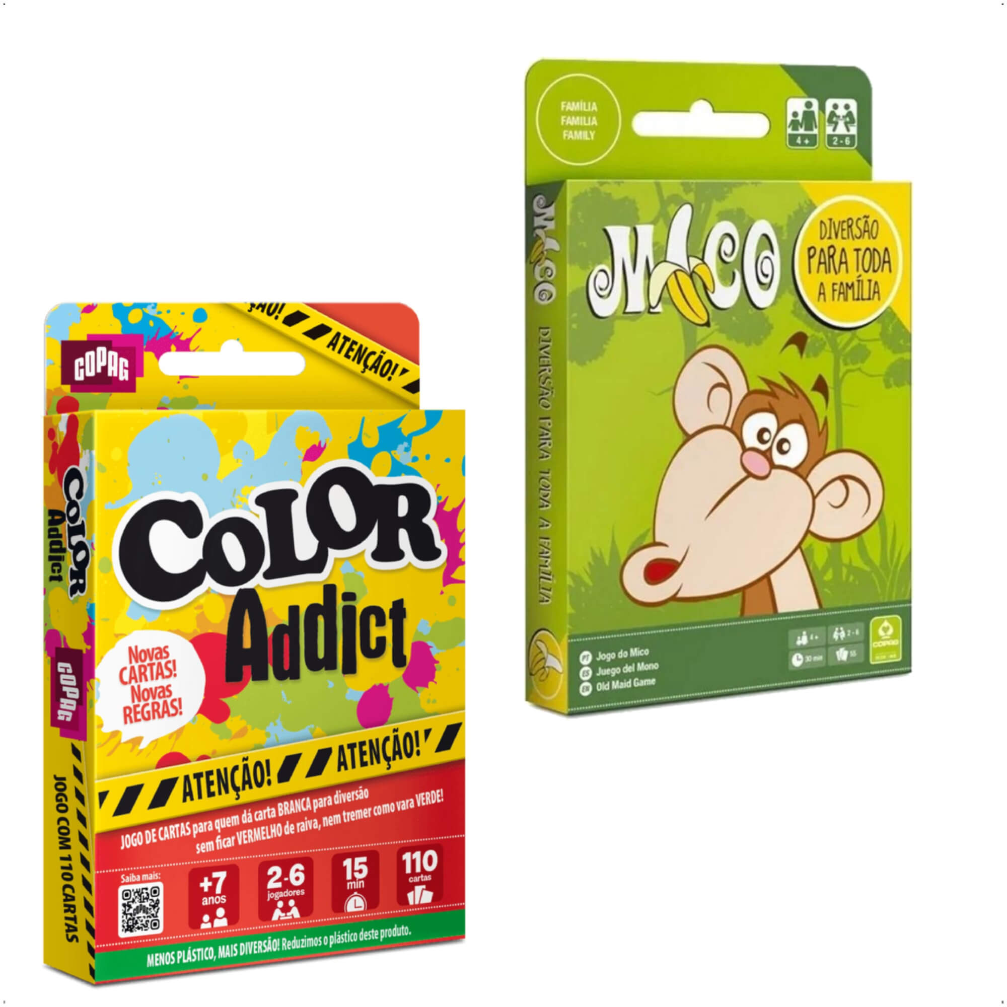 Kit Jogo de Cartas Color Addict Cartucho + Jogo do Mico Copag
