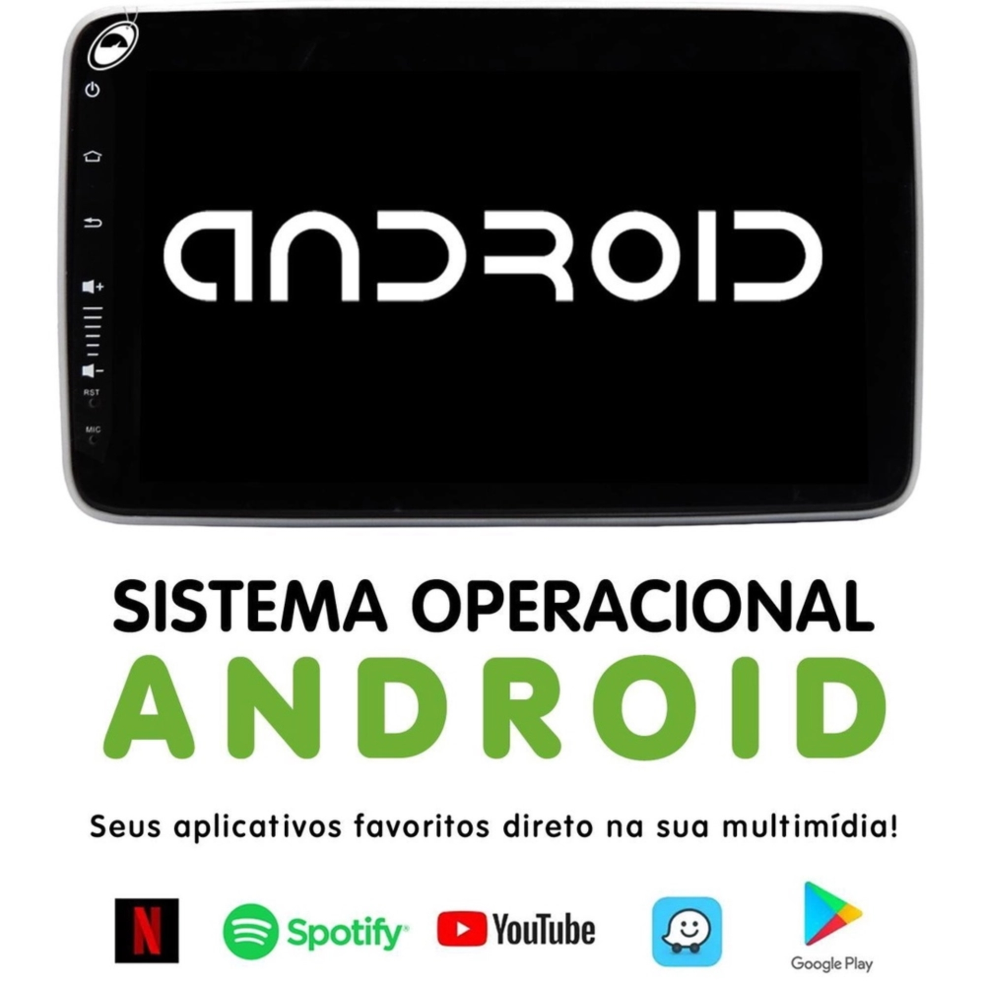 Multimídia Traseira 1 Din 9" Tela Rotativa Flutuante 2Gb Ram 32Gb  H-Tech - HT-9290CA