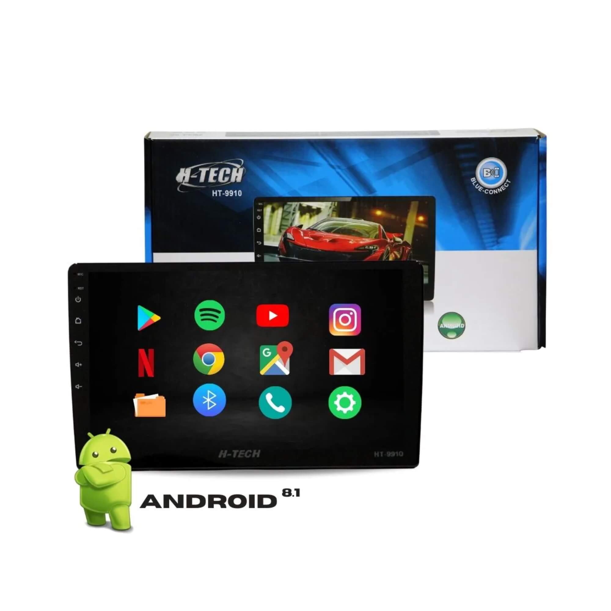 Central Multimídia 10" Pol Full Touch Android 12 32GB H-TECH - HT-9910CA