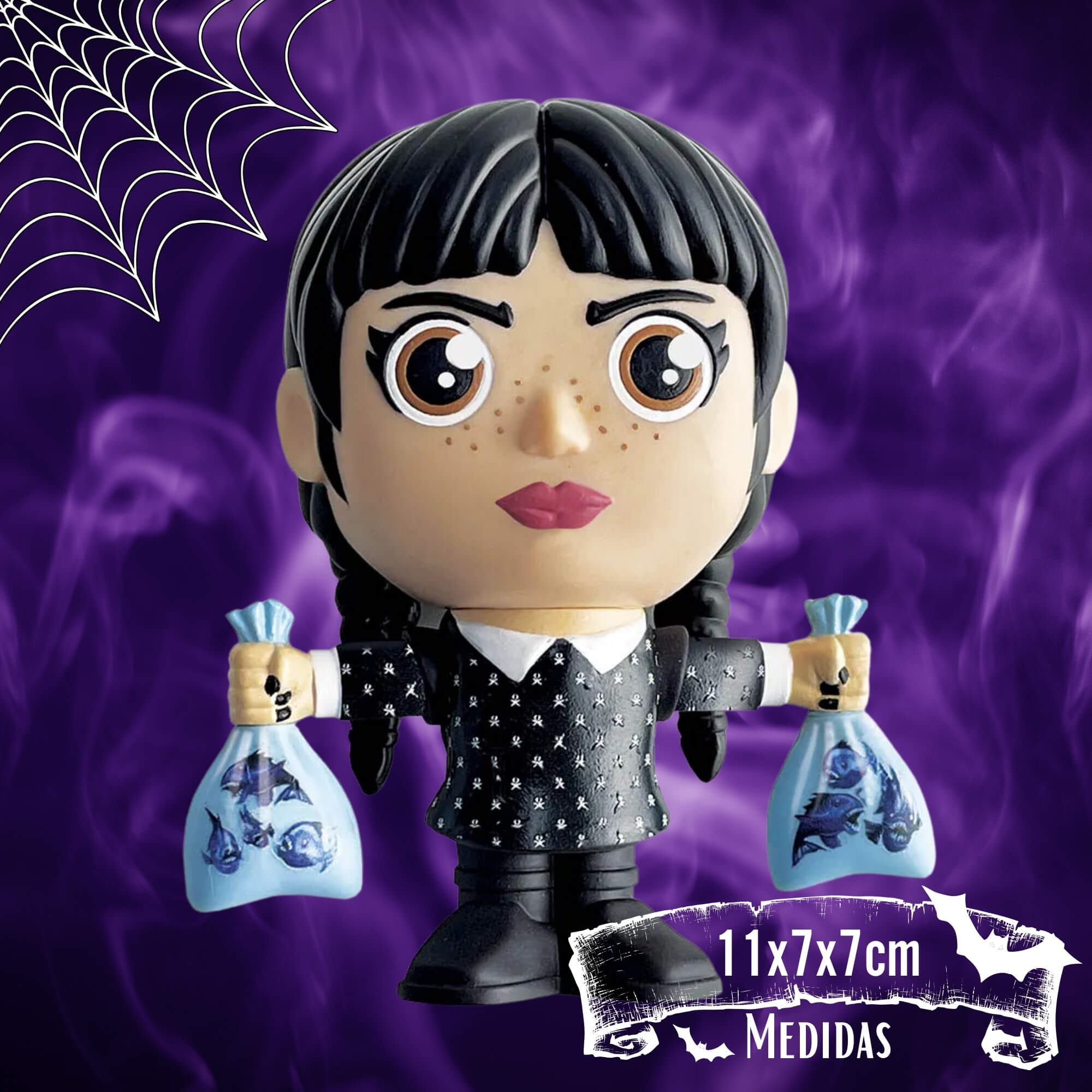 Boneco Brinquedo Infantil Colecionável Fandom box Wandinha com Peixes Líder - 3386