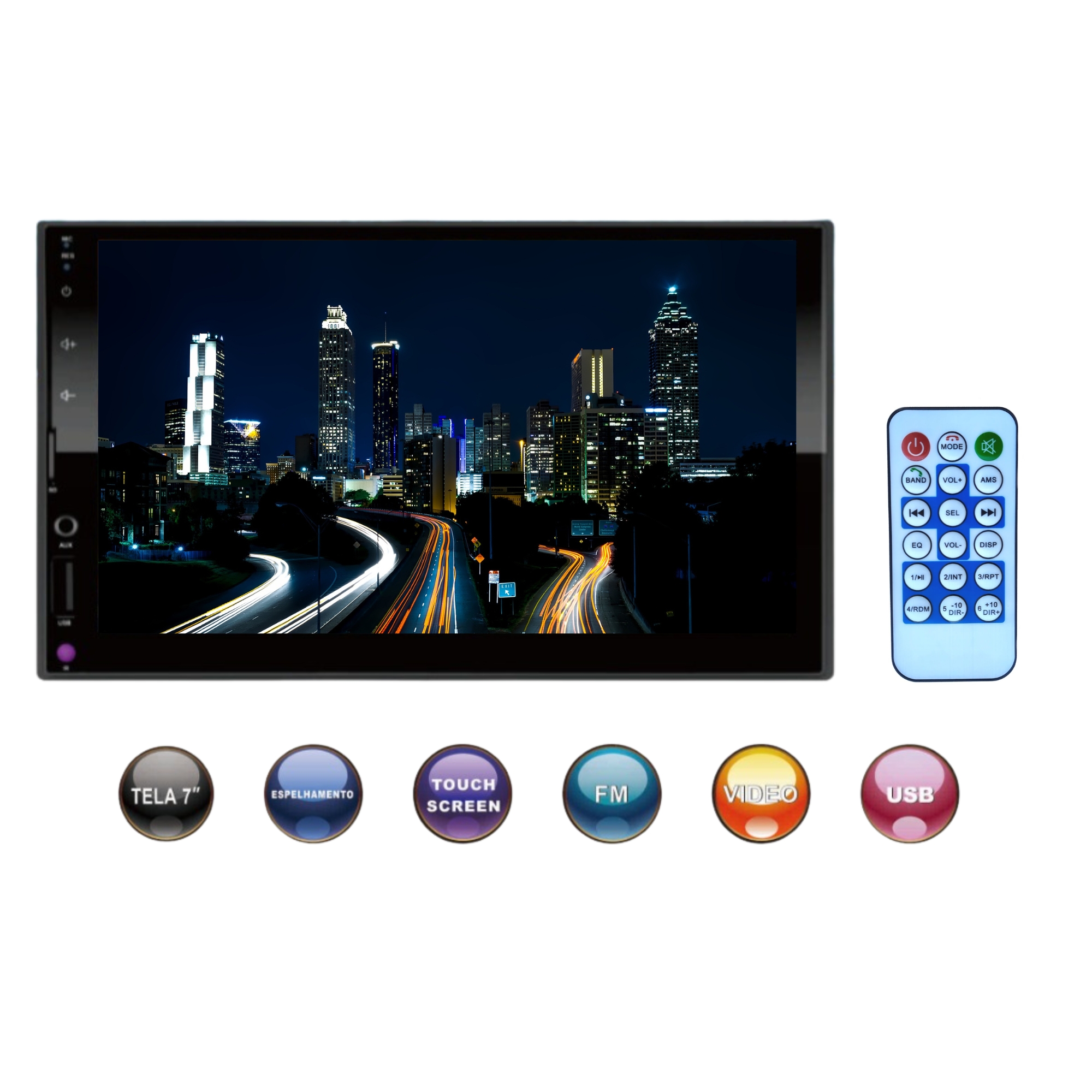 COMP Central Multimídia Espelhamento Golf 1999/12 Polo 1993/22 Fox 10/13 Fiesta 05/12 2 Din 7" HT-3000