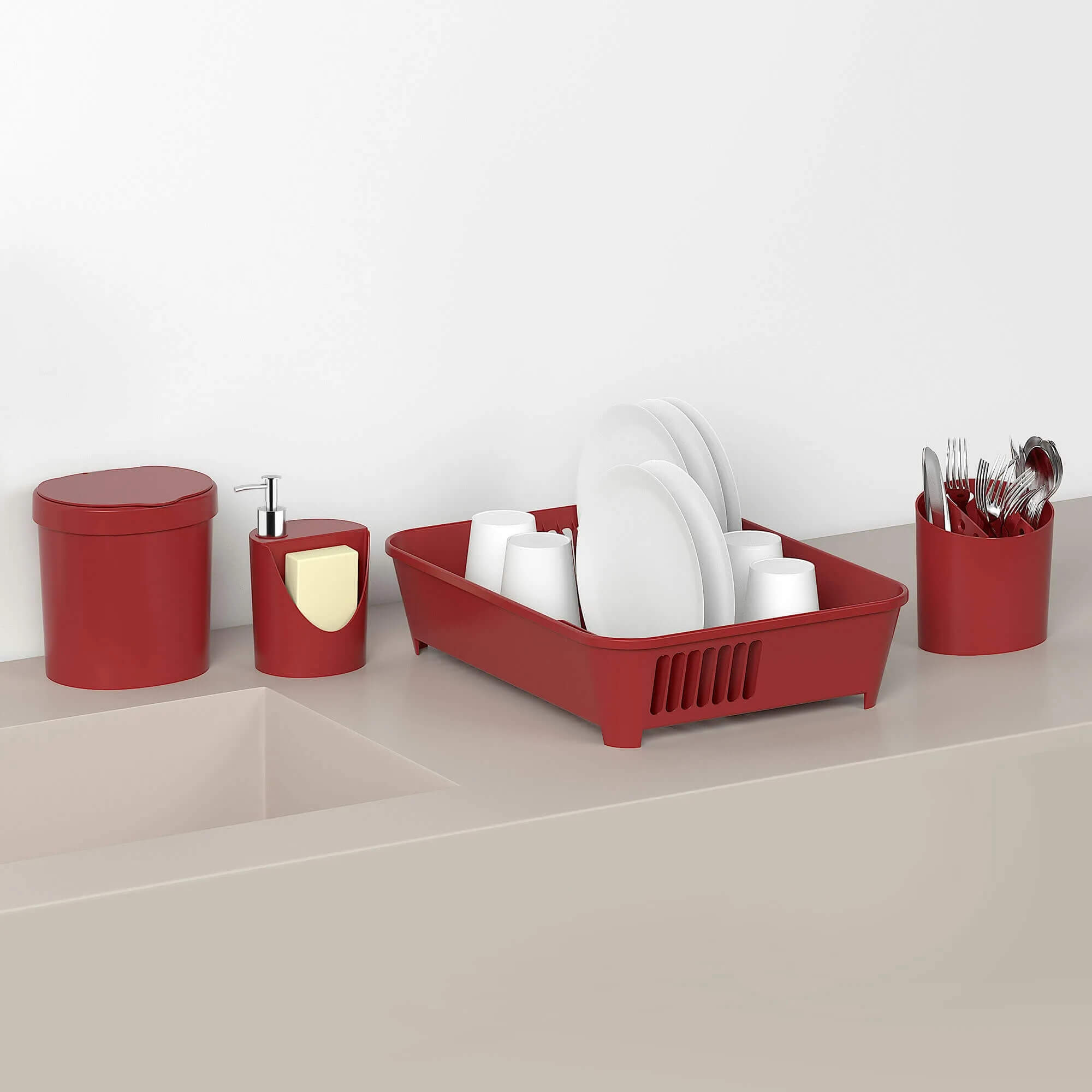 Escorredor de Talheres Oval Coza Basic Vermelho Bold Brinox - 10840/0465