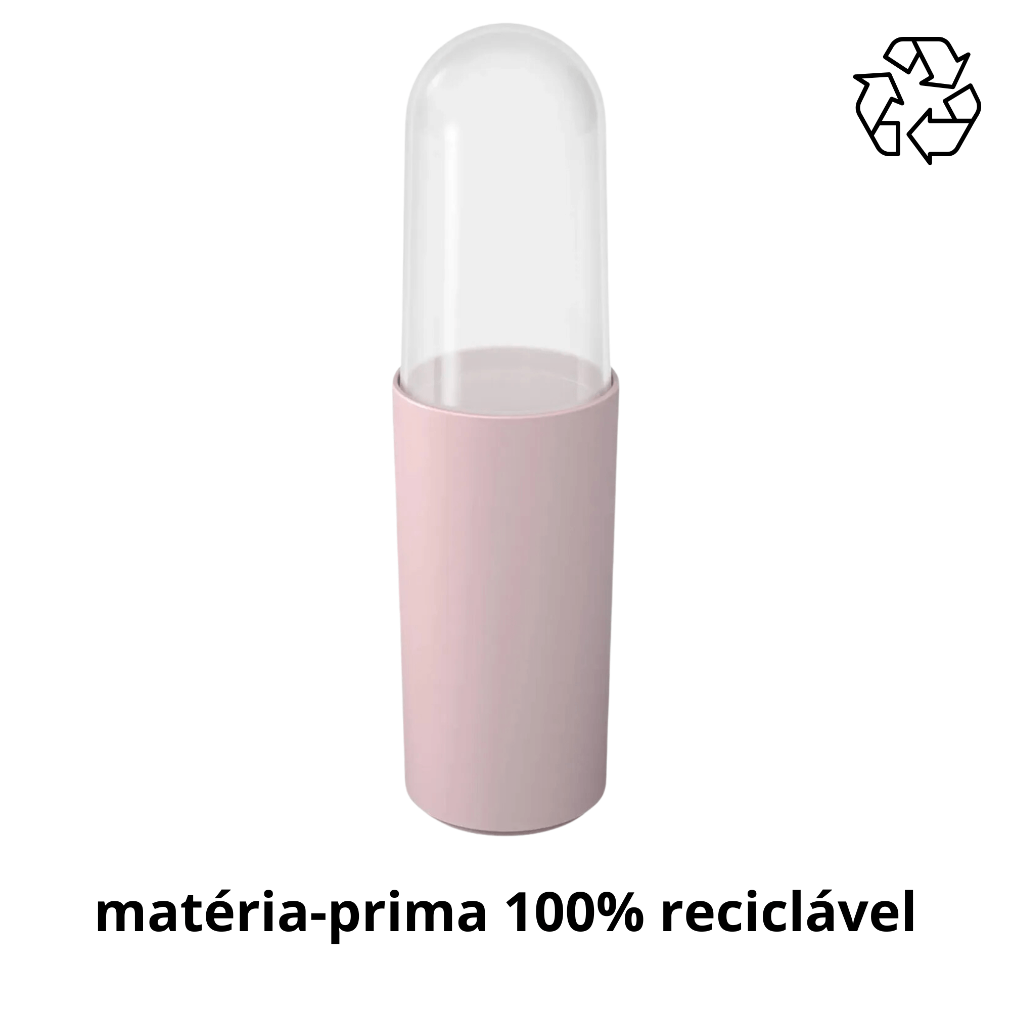 Porta Escova de Dentes Coza Com Tampa Serene Rosa Brinox - 13100/3537