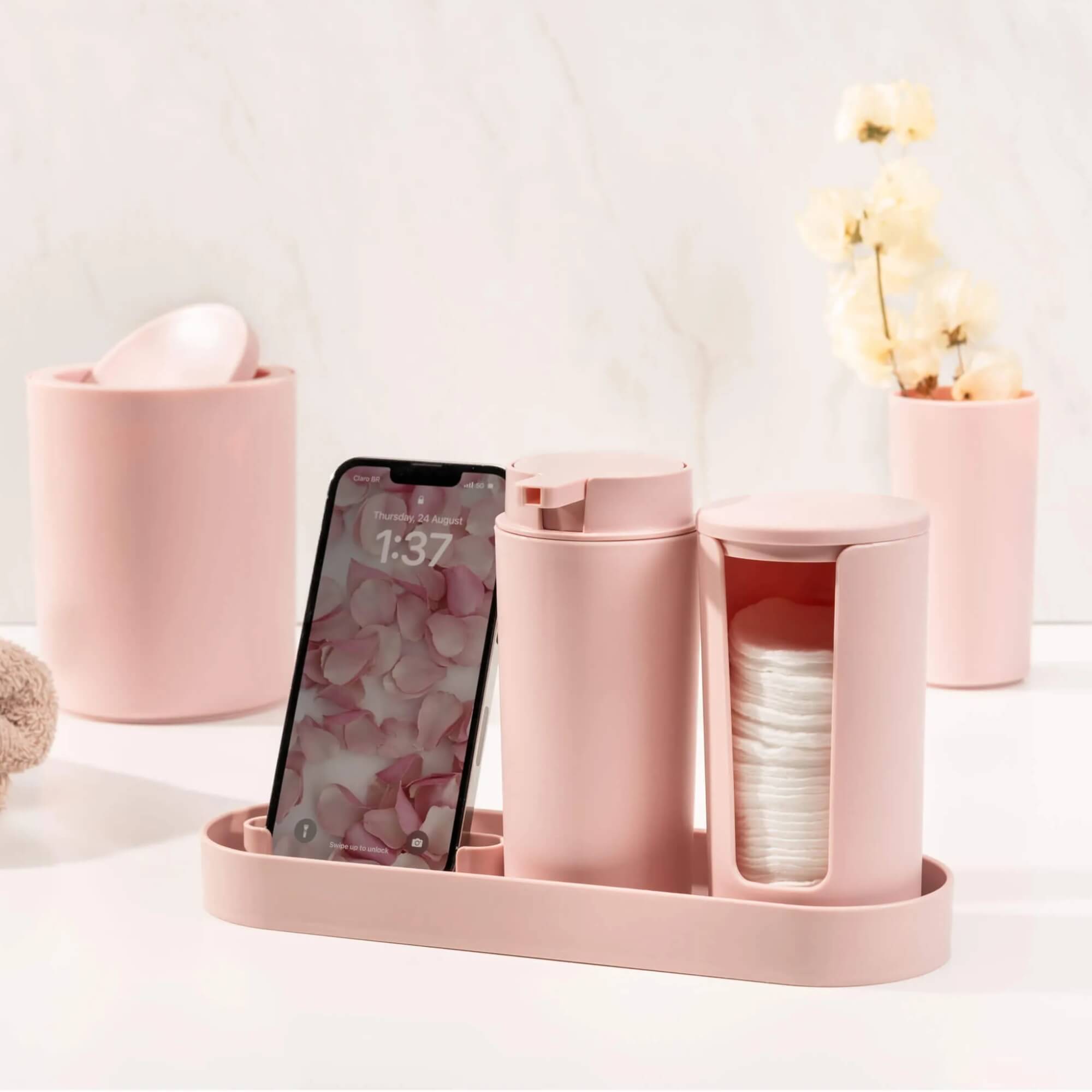 Bandeja com Porta Celular Coza Serene Rosa Clay Brinox - 13108/3537