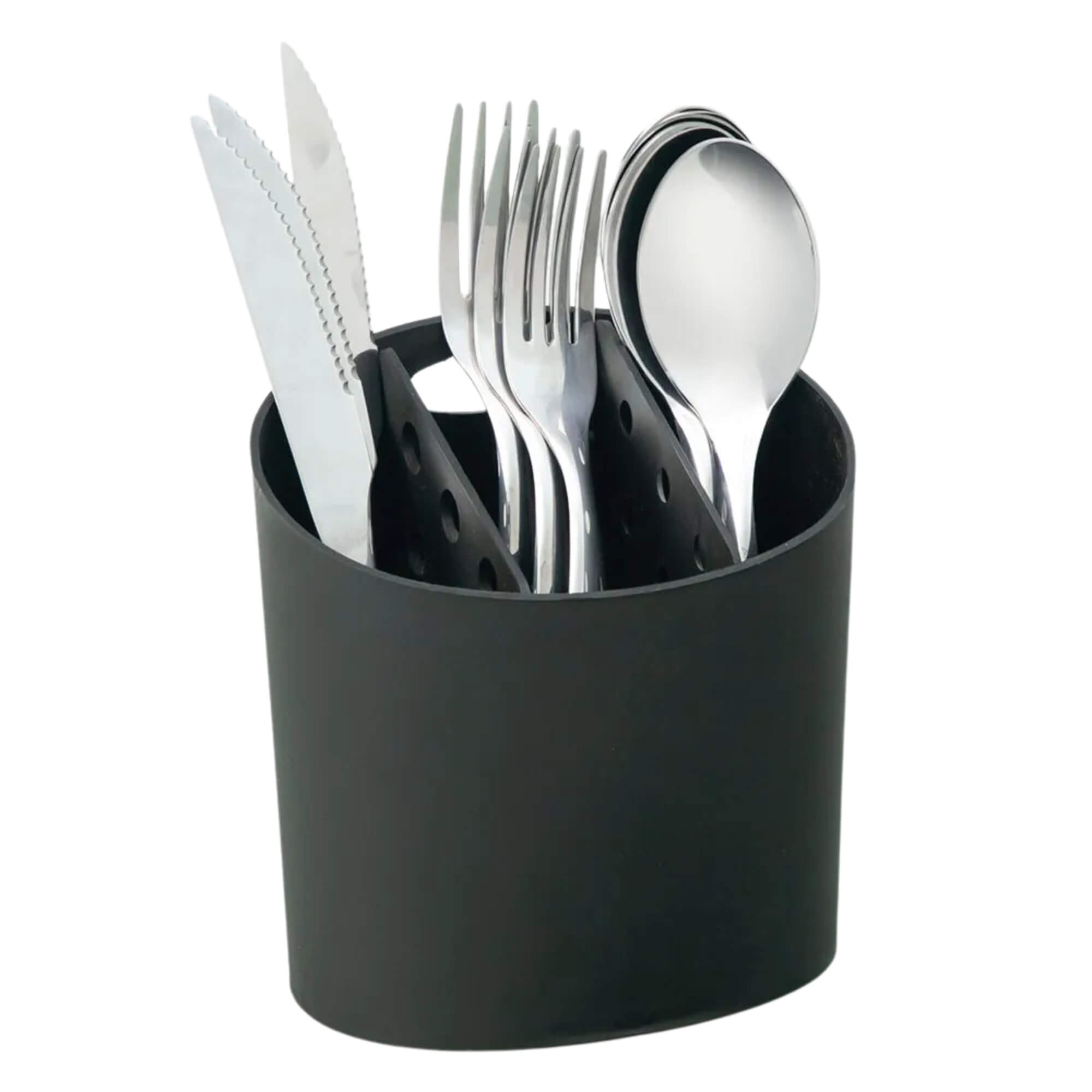Escorredor de Talheres Oval Basic 13,8 x 10,5 x 14,4 cm Preto Coza Brinox -10840/0008