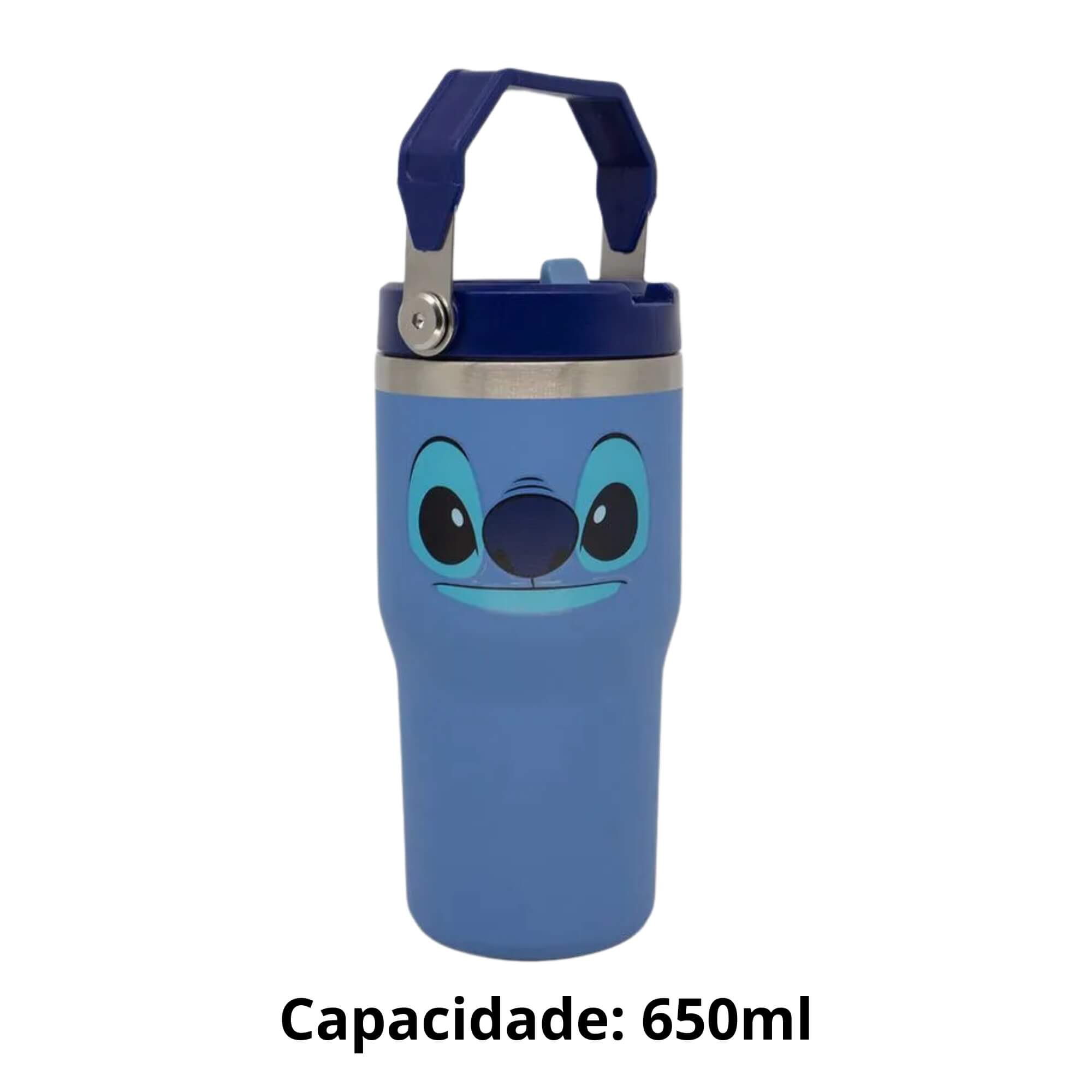 Copo Térmico Azul Infantil Tumbler Hanger 650ml Stitch Zona Criativa - 10025373