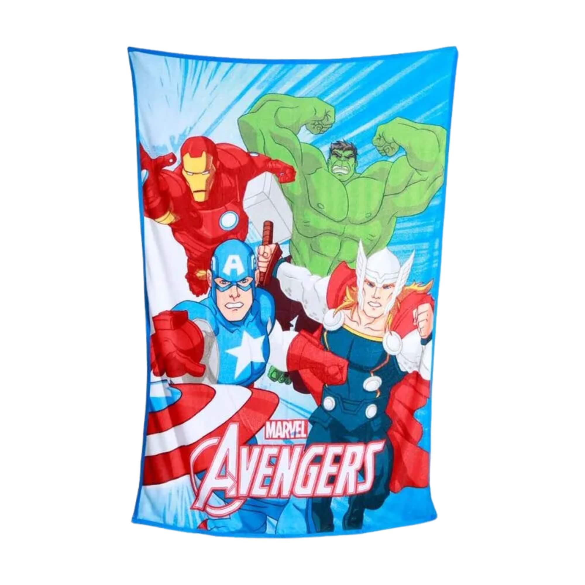 Kit Almofada Infantil Geek Azul + Manta Avengers Vingadores Zona Criativa - 10140895