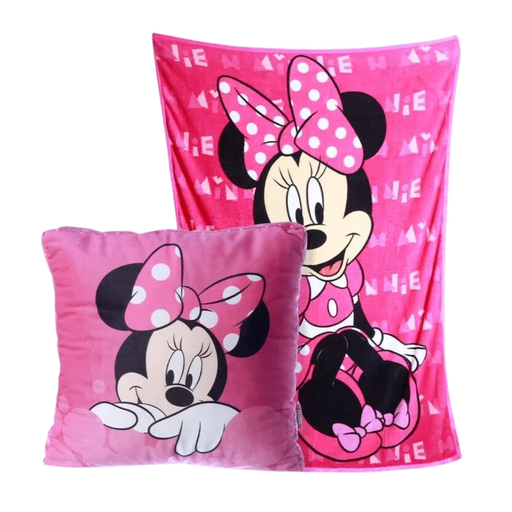 Kit Infantil Almofada + Manta Rosa Minnie Zona Criativa - 10140904