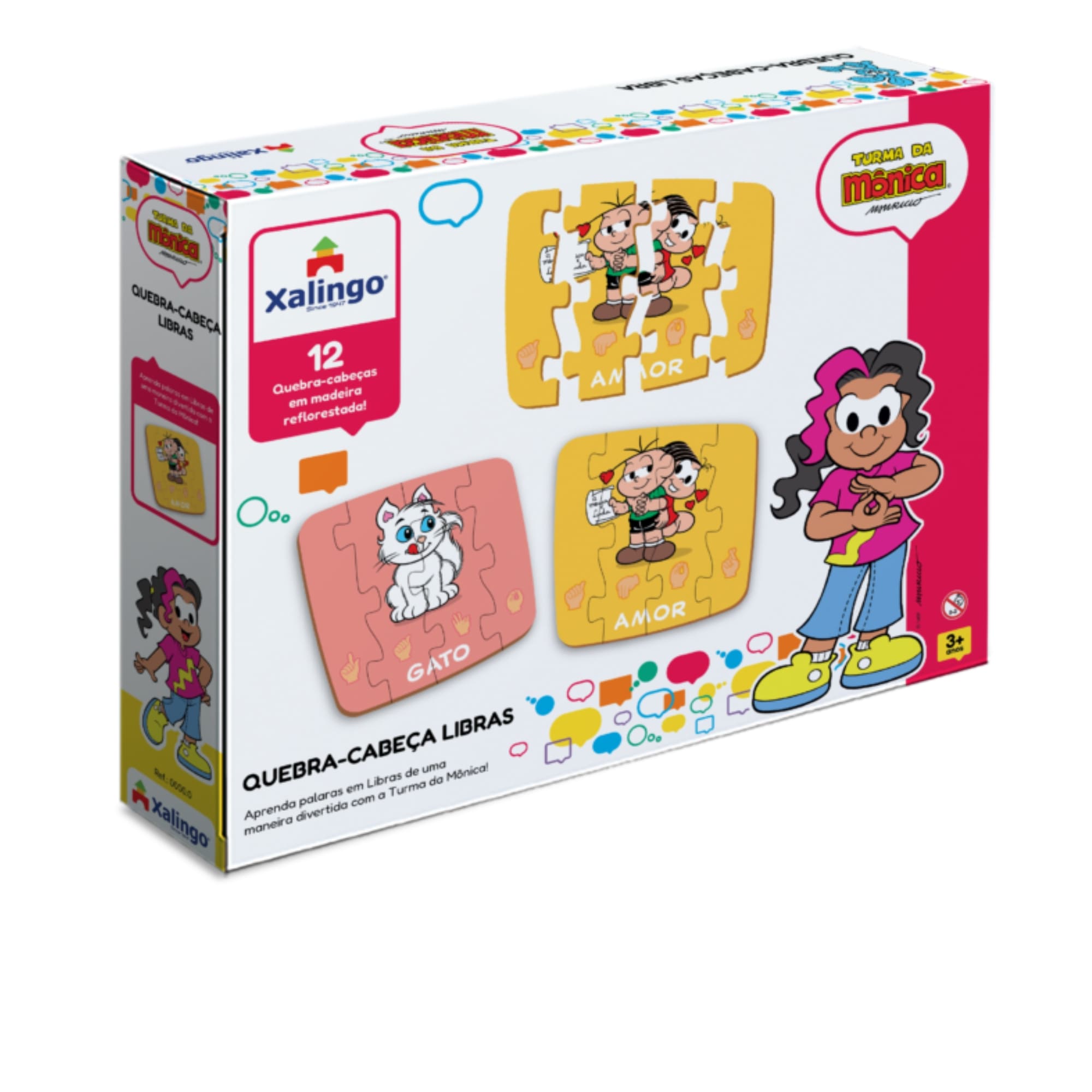 Brinquedo Quebra-Cabeça Didático da Turma da Monica - Aprendendo Libras - 50 peças Xalingo 12910