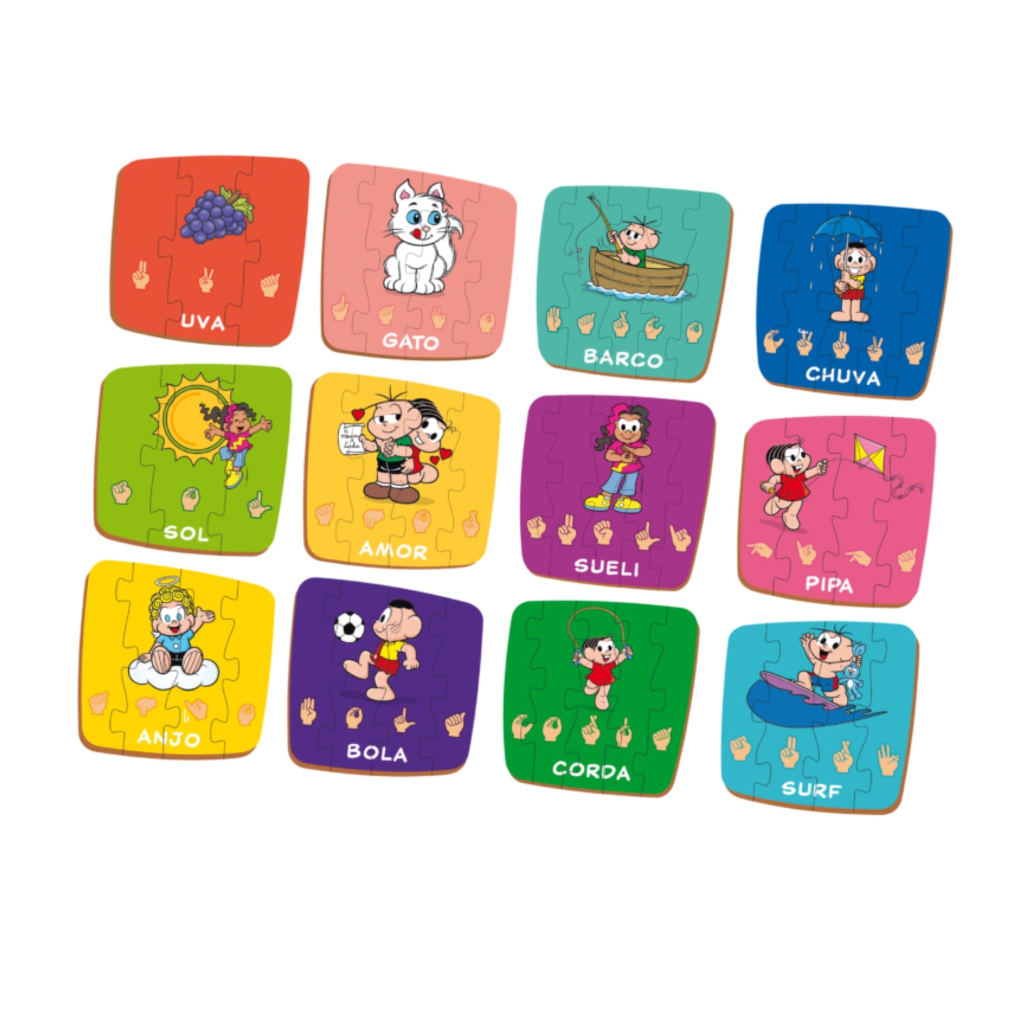Brinquedo Quebra-Cabeça Didático da Turma da Monica - Aprendendo Libras - 50 peças Xalingo 12910