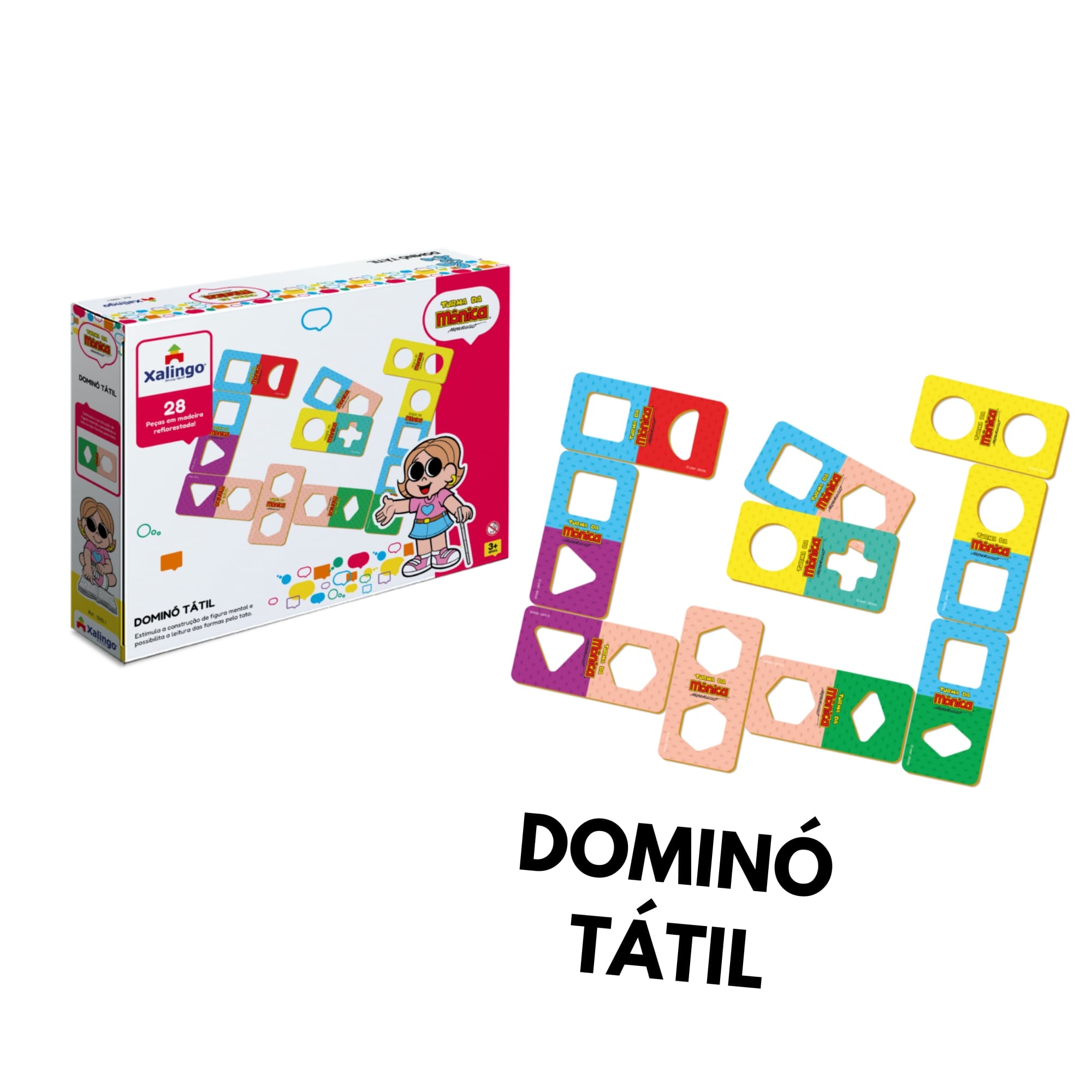 Brinquedo Dominó Tátil Infantil da Turma da Mônica - 28 peças - Xalingo 12921
