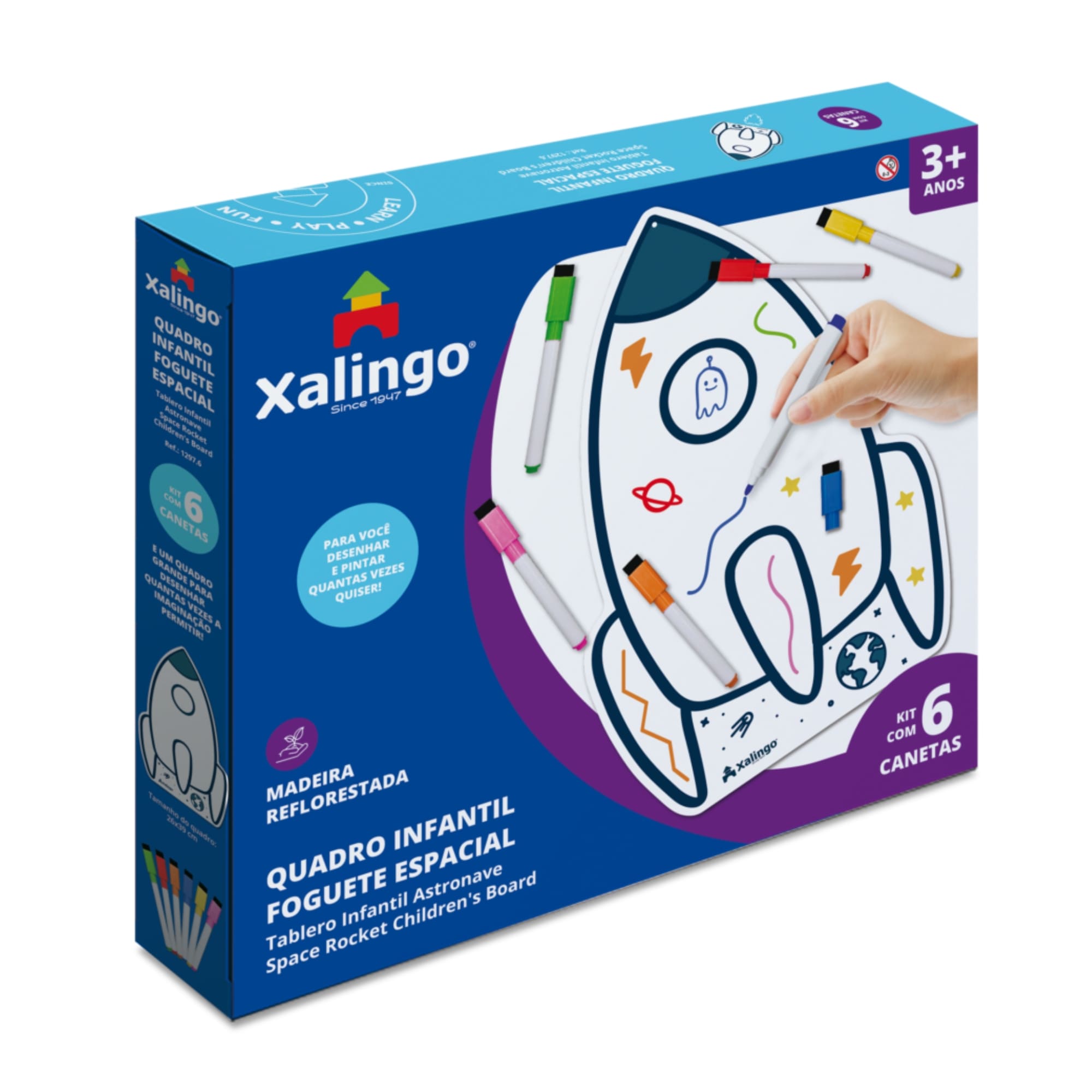 Brinquedo Quadro Infantil Foguete Espacial com 6 canetas coloridas- Xalingo 12976