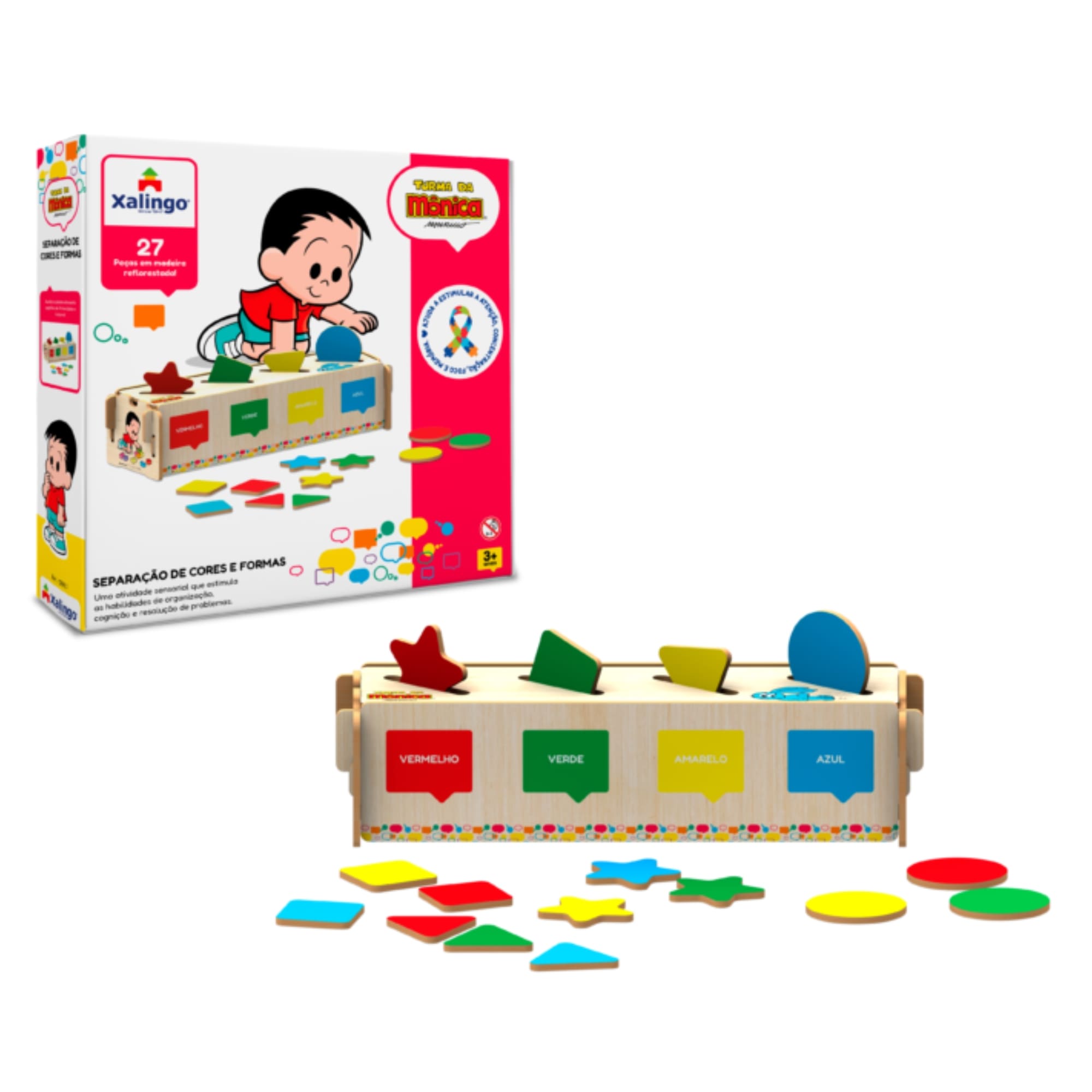 Brinquedo Jogo Separação de Cores e Formas da Turma da Mônica - Xalingo 12987