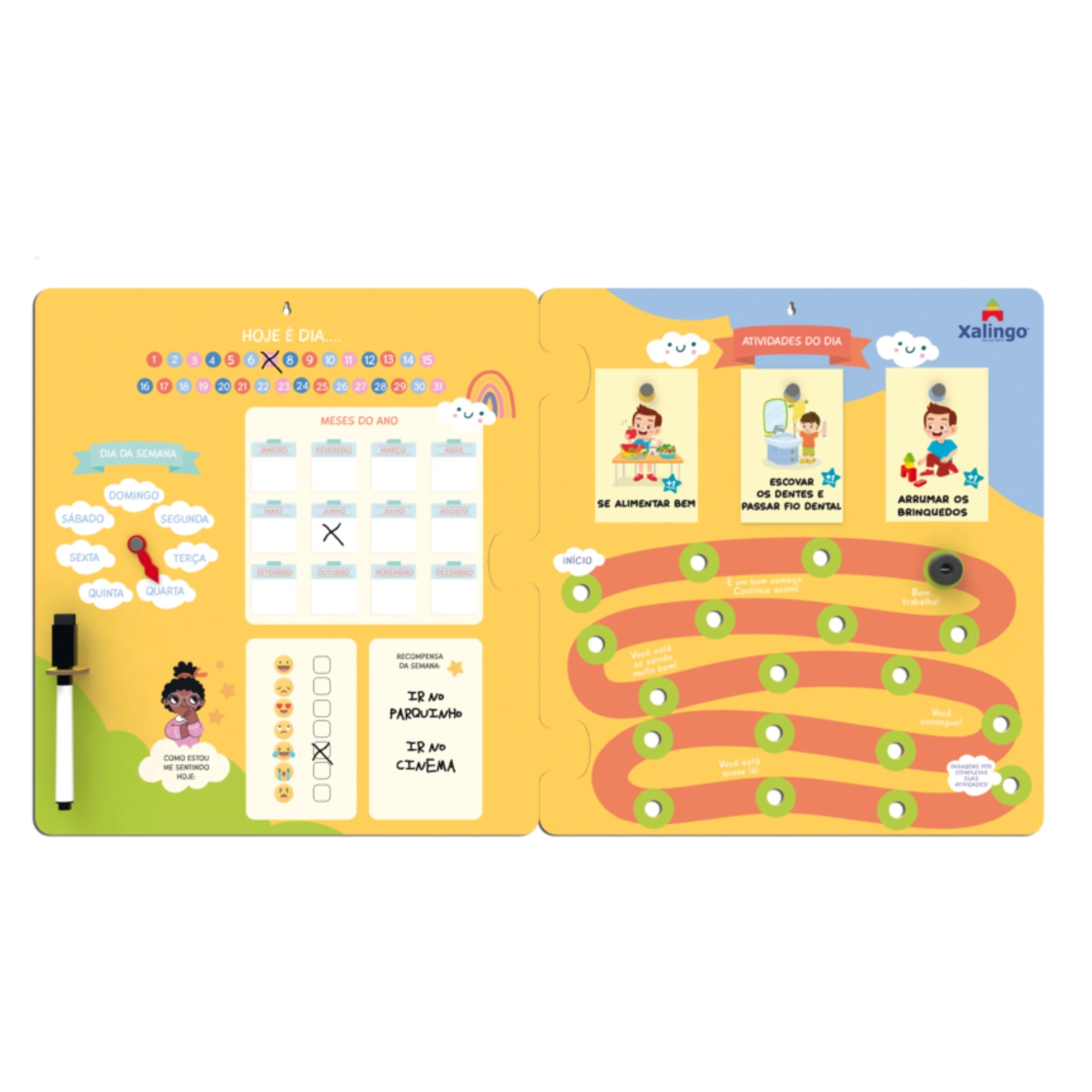 Brinquedo Painel de Atividades Infantil para Controle de Rotina - Xalingo 17676