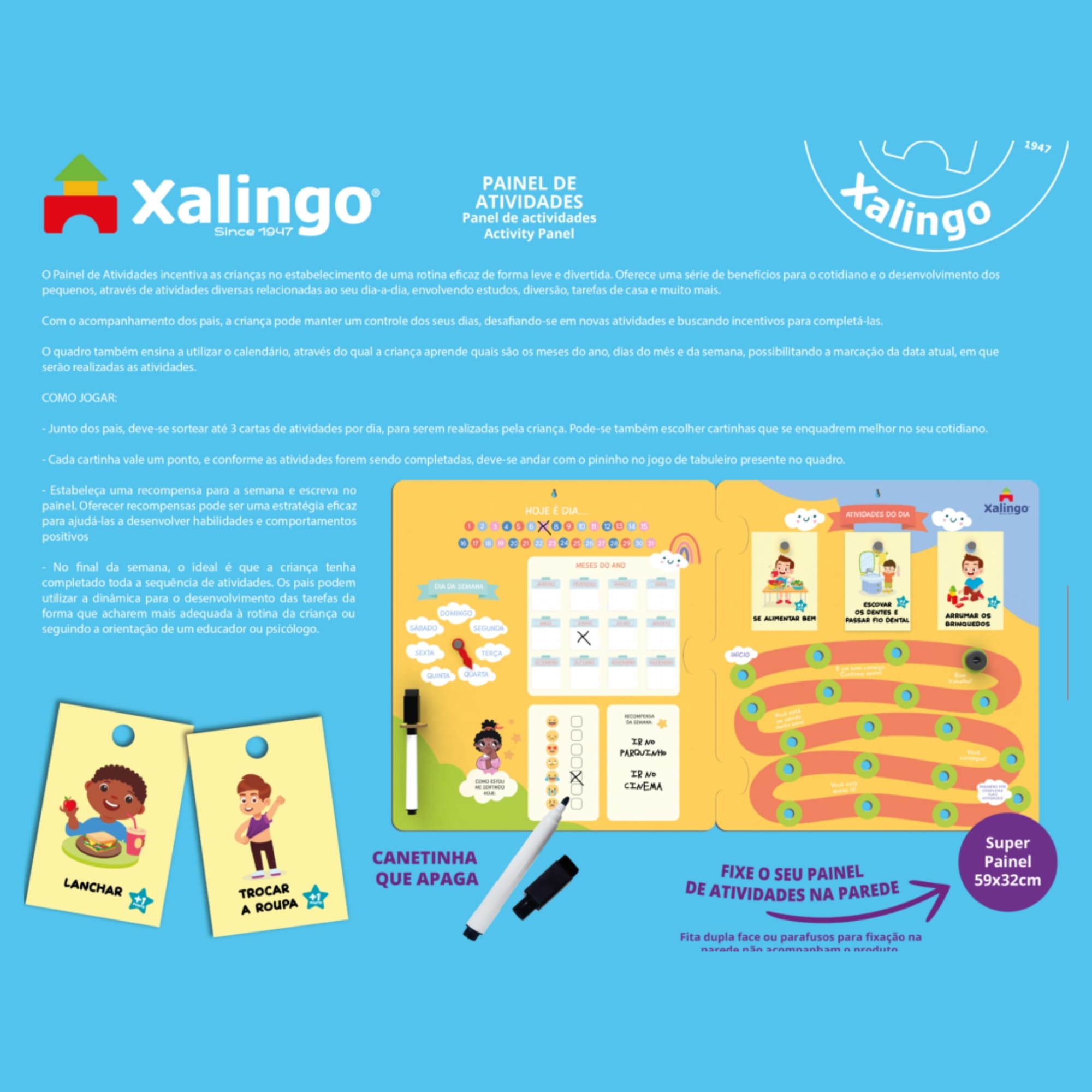 Brinquedo Painel de Atividades Infantil para Controle de Rotina - Xalingo 17676
