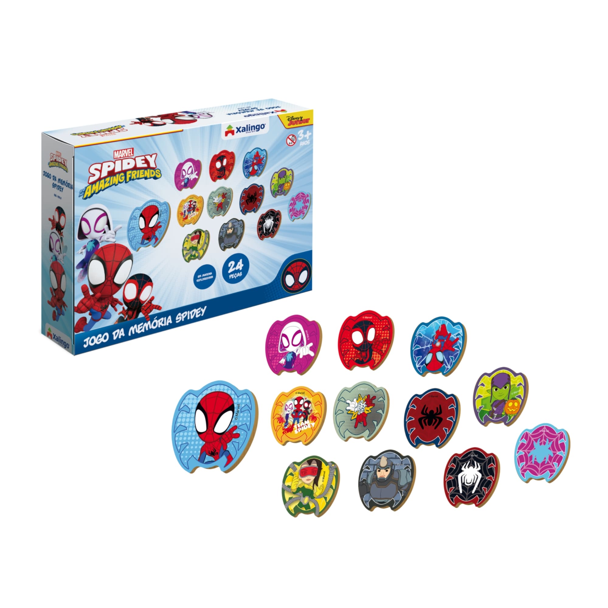 Brinquedo Infantil Jogo da Memória Spidey Amazing Friends Marvel - 24 peças - Xalingo 17810
