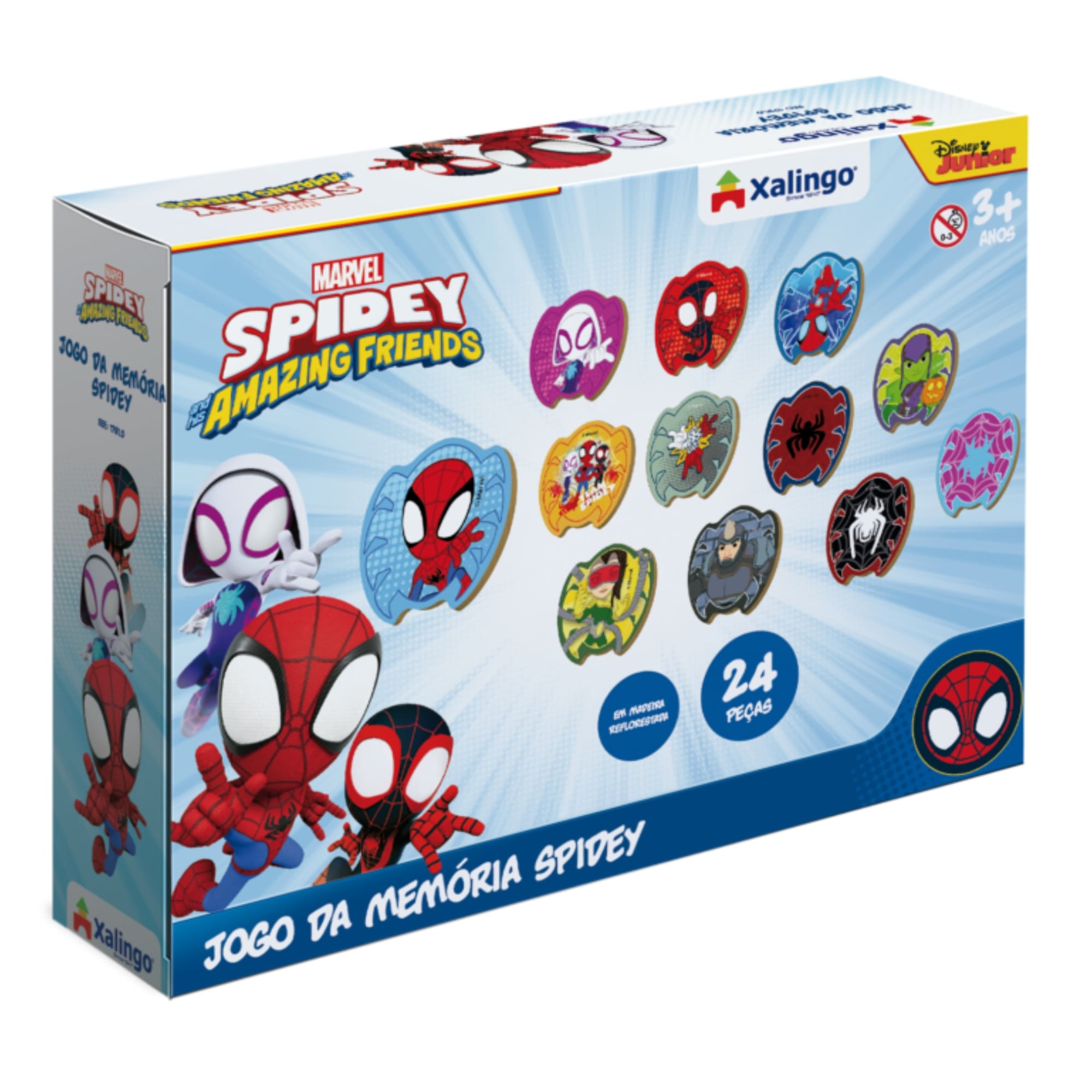 Brinquedo Infantil Jogo da Memória Spidey Amazing Friends Marvel - 24 peças - Xalingo 17810