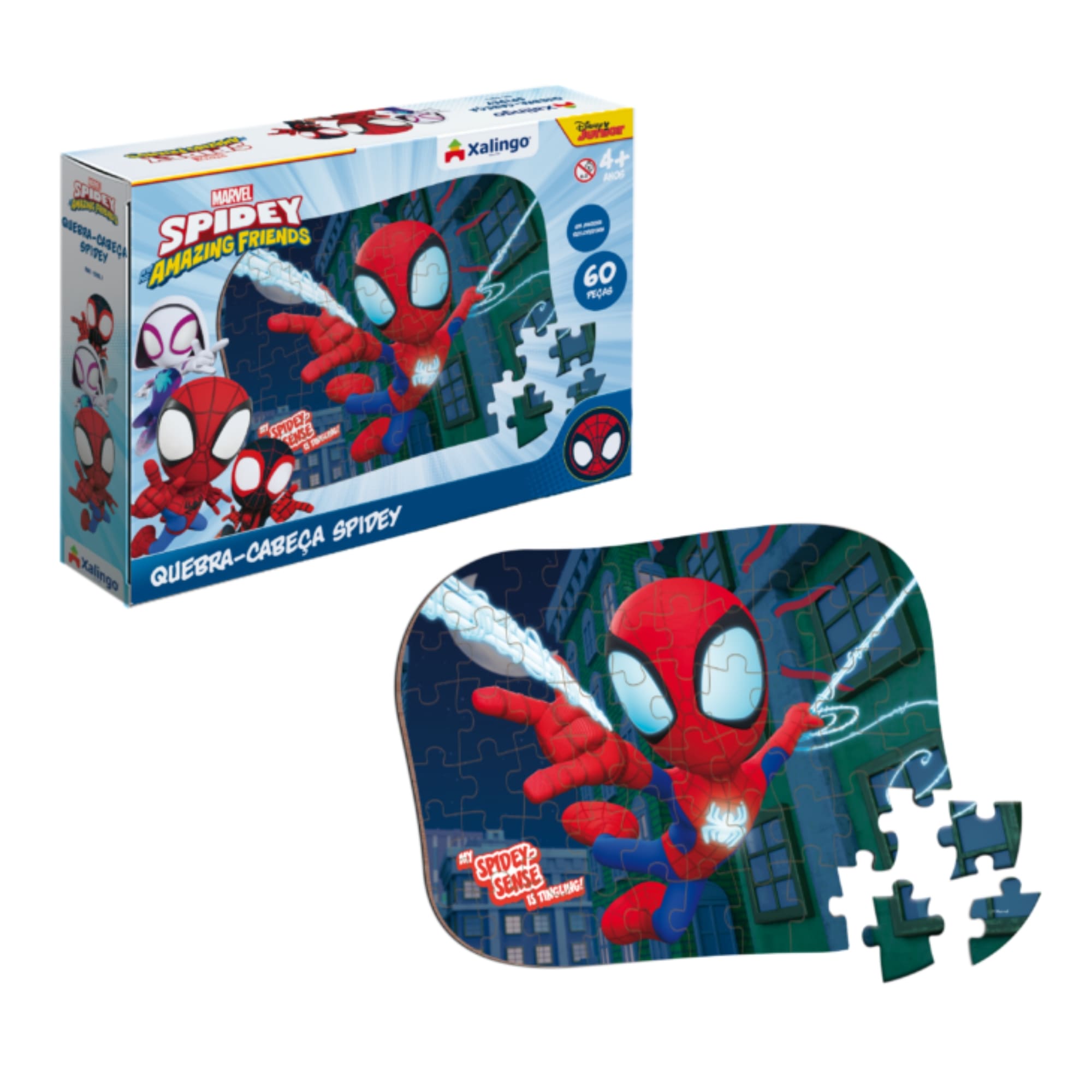 Brinquedo Jogo Quebra-Cabeça do Spidey e seus Amigos Espetaculares - 60 Peças - Xalingo 17821