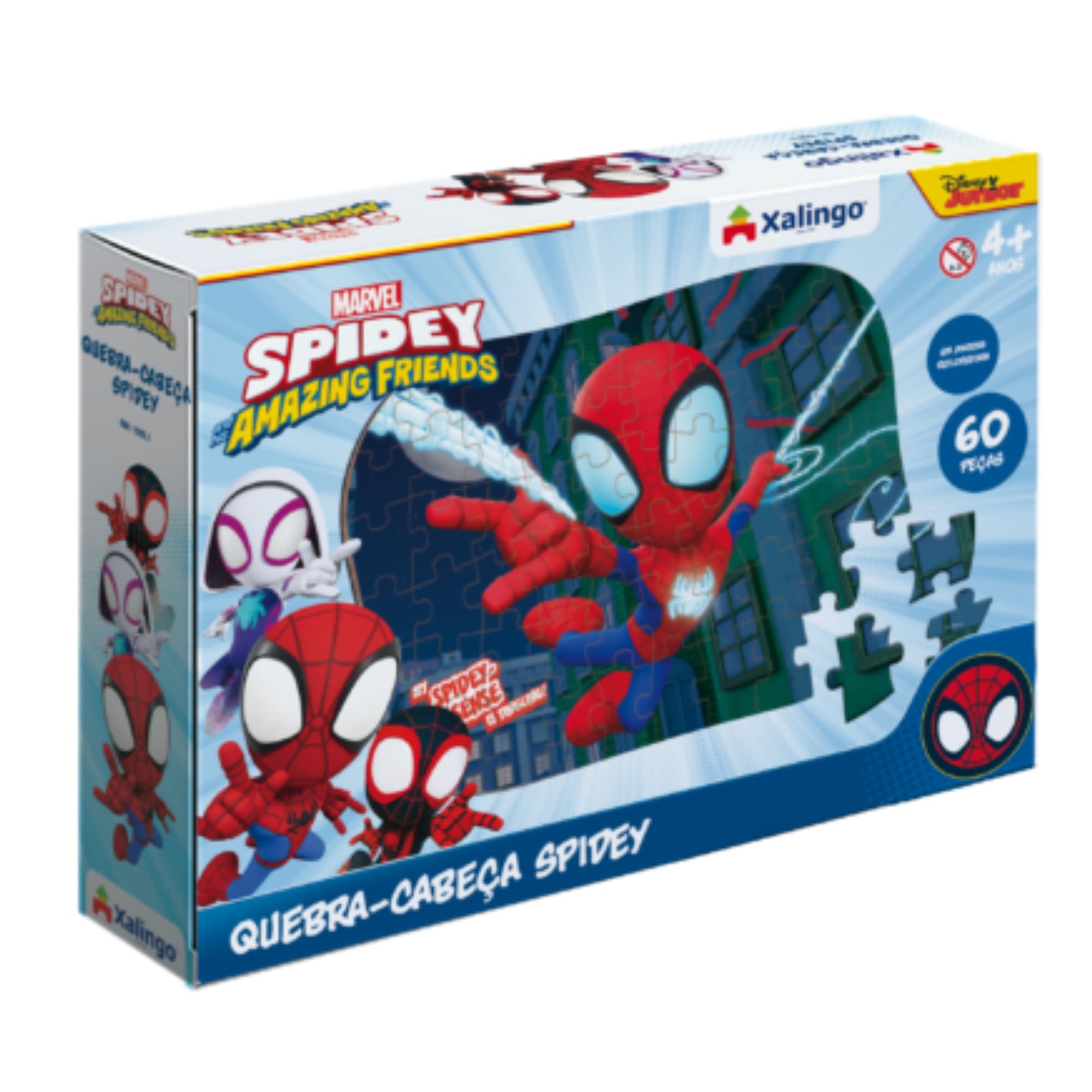 Brinquedo Jogo Quebra-Cabeça do Spidey e seus Amigos Espetaculares - 60 Peças - Xalingo 17821