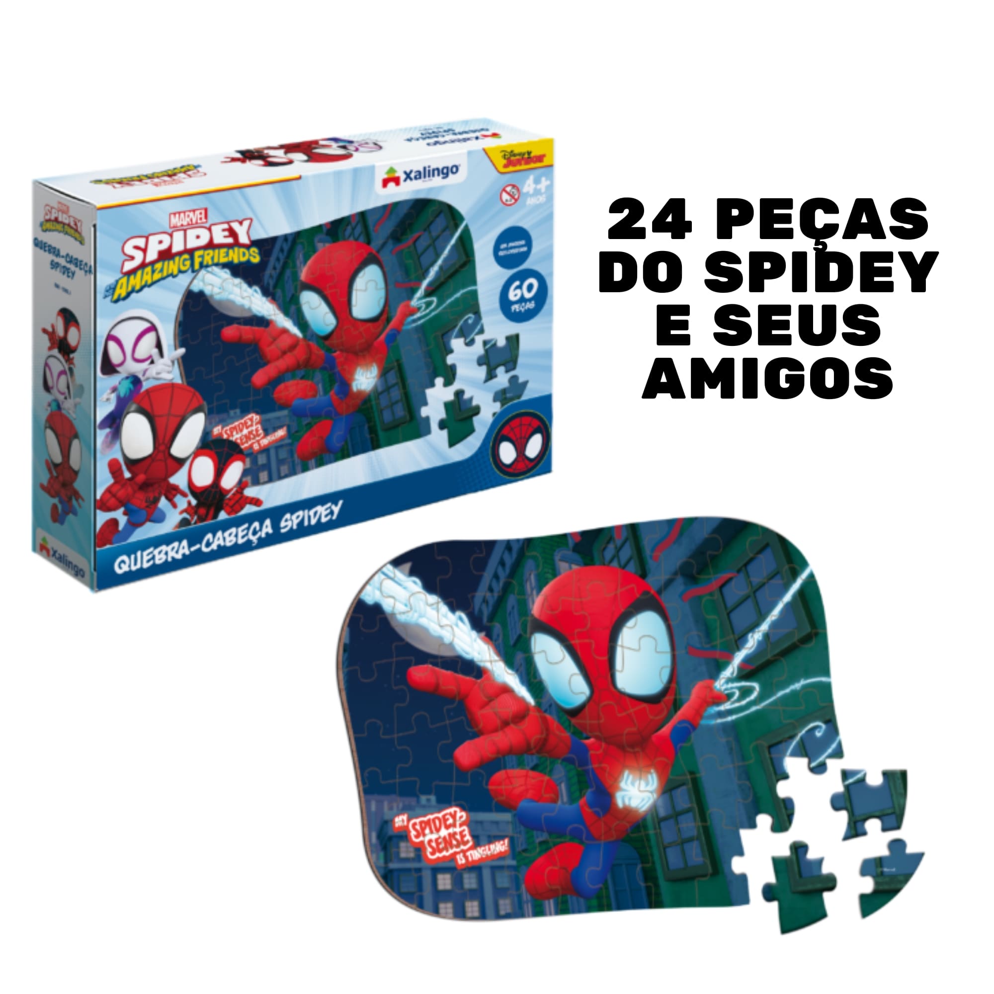 Brinquedo Jogo Quebra-Cabeça do Spidey e seus Amigos Espetaculares - 60 Peças - Xalingo 17821
