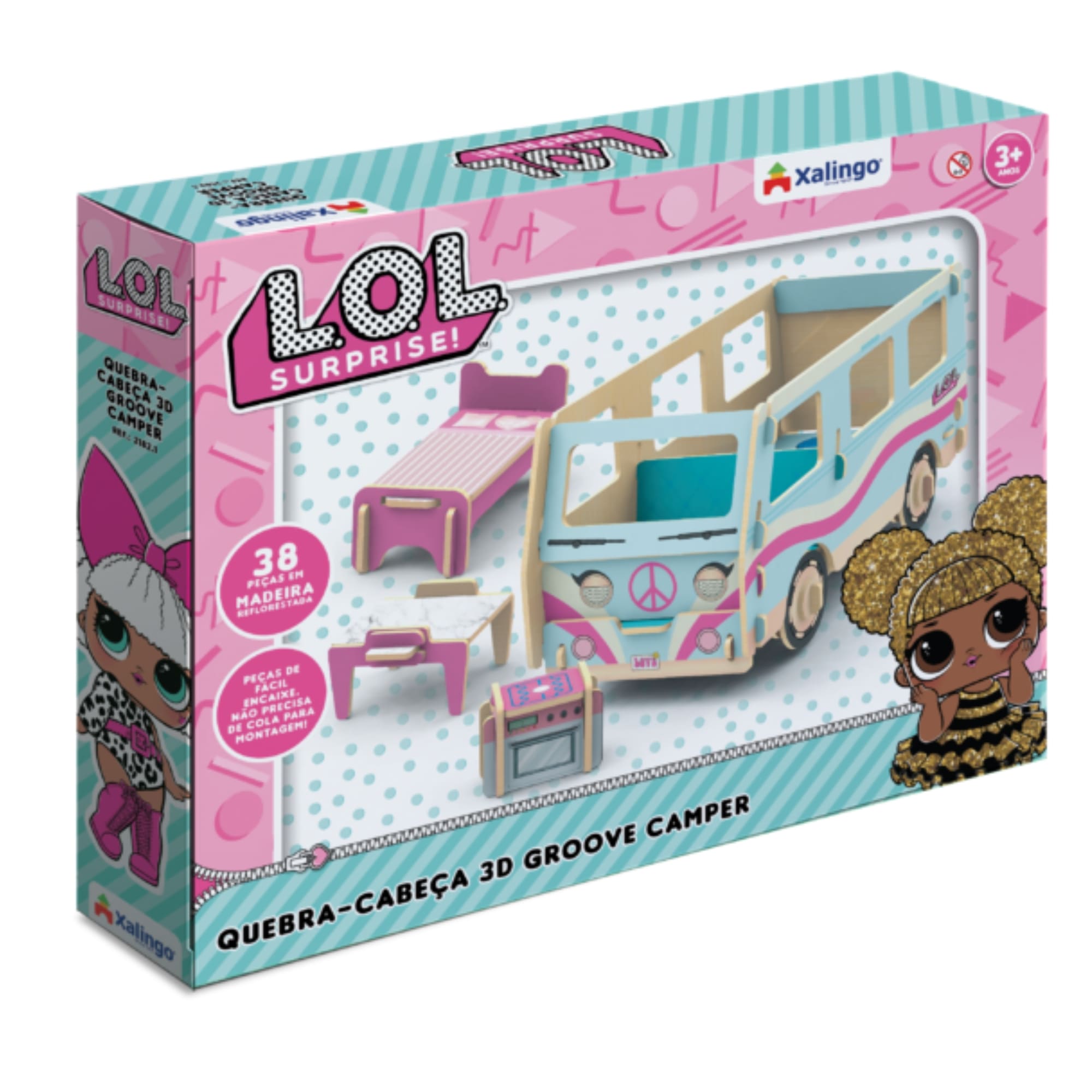 Brinquedo Quebra-Cabeça 3D LOL Surprise Groove Camper de 38 Peças - Xalingo 21821