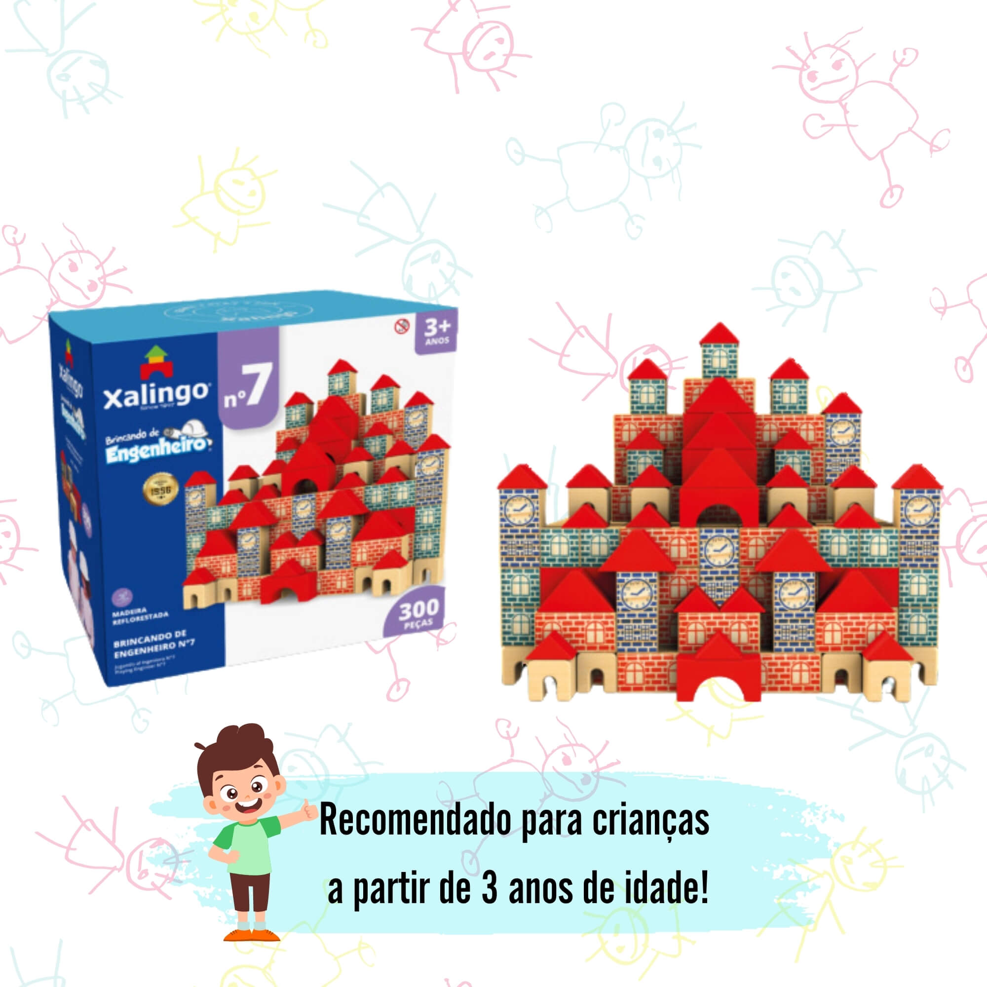 Brincando de Engenheiro N° 7 Blocos de Montar 300 peças Xalingo - 67854