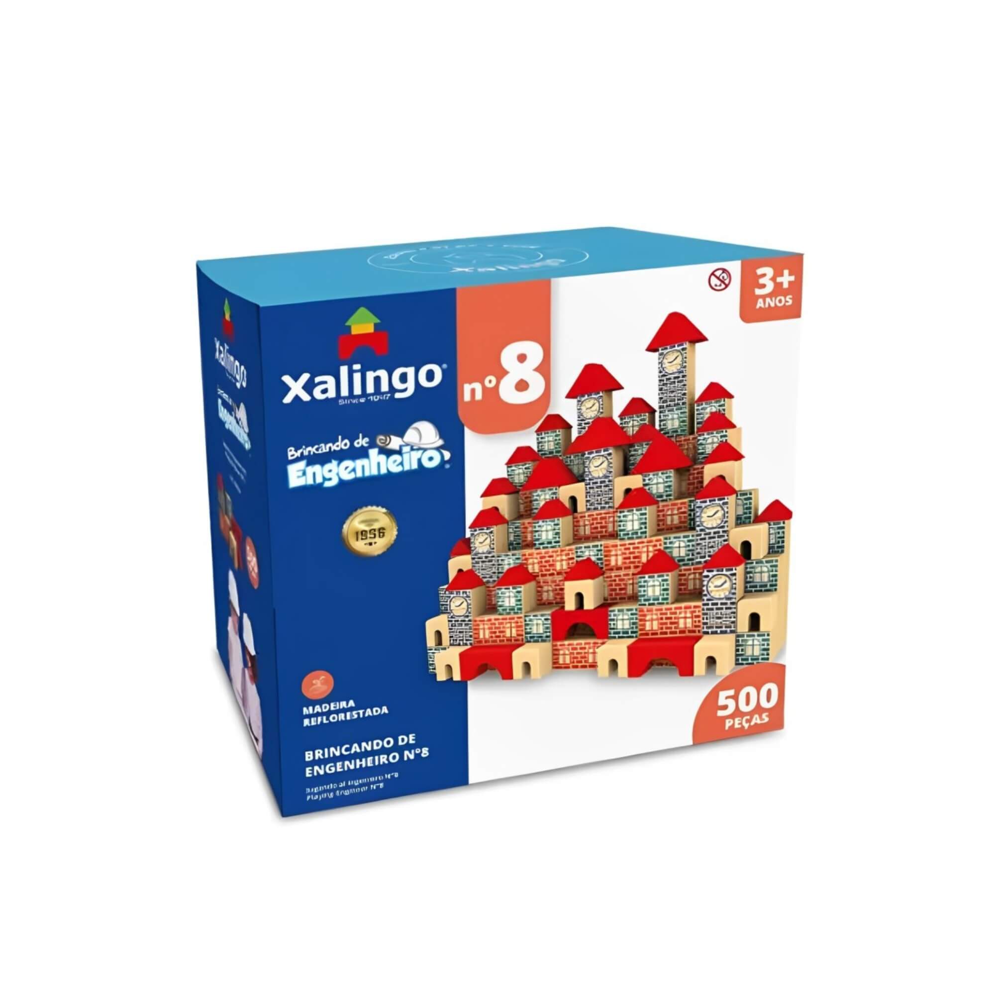 Brinquedo Infantil Brincando de Engenheiro N° 8 Blocos de Montar 500 Peças Xalingo - 67865