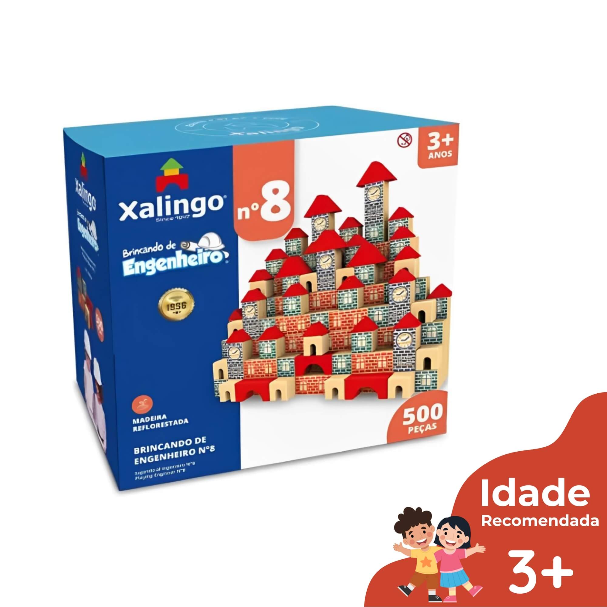 Brinquedo Infantil Brincando de Engenheiro N° 8 Blocos de Montar 500 Peças Xalingo - 67865