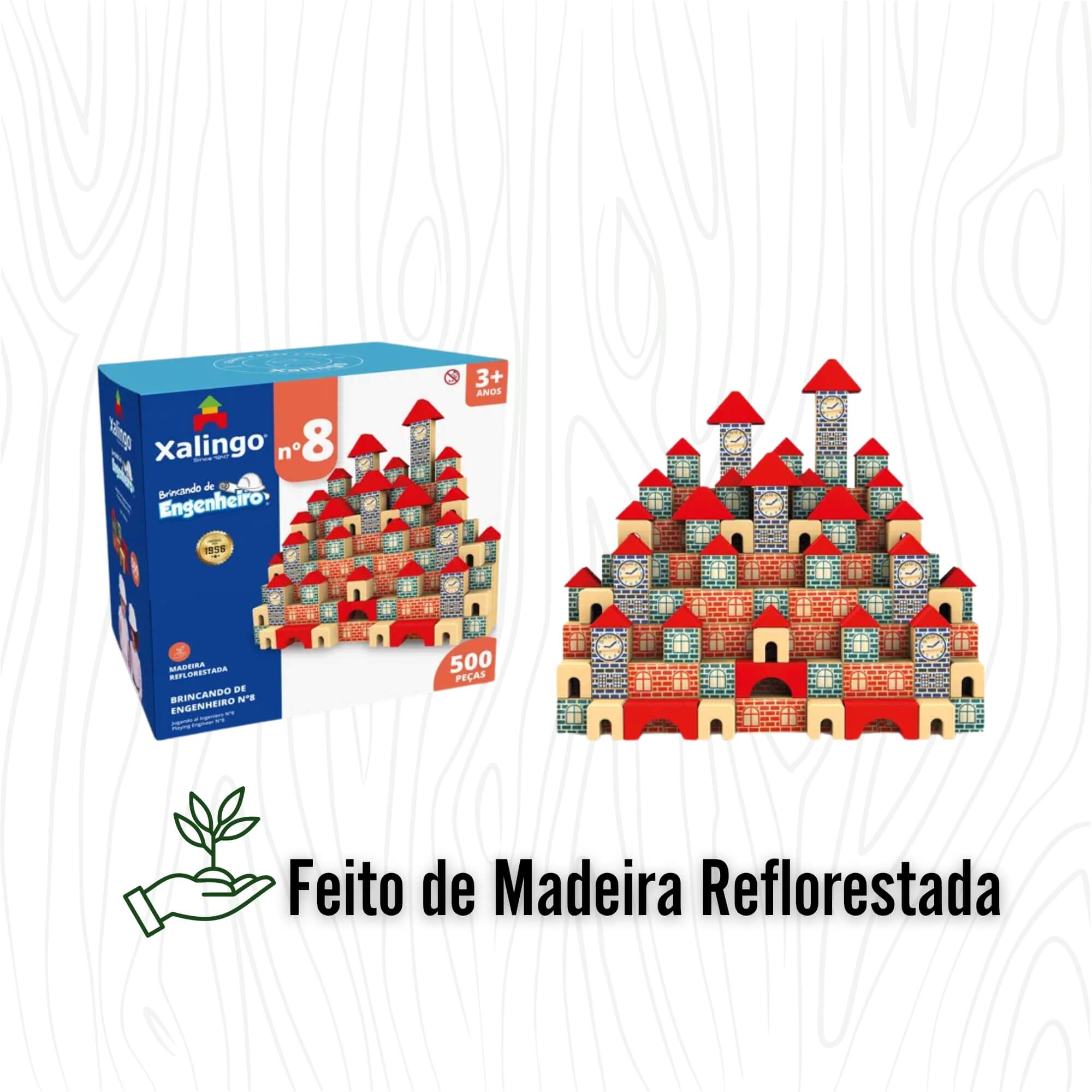 Brinquedo Infantil Brincando de Engenheiro N° 8 Blocos de Montar 500 Peças Xalingo - 67865