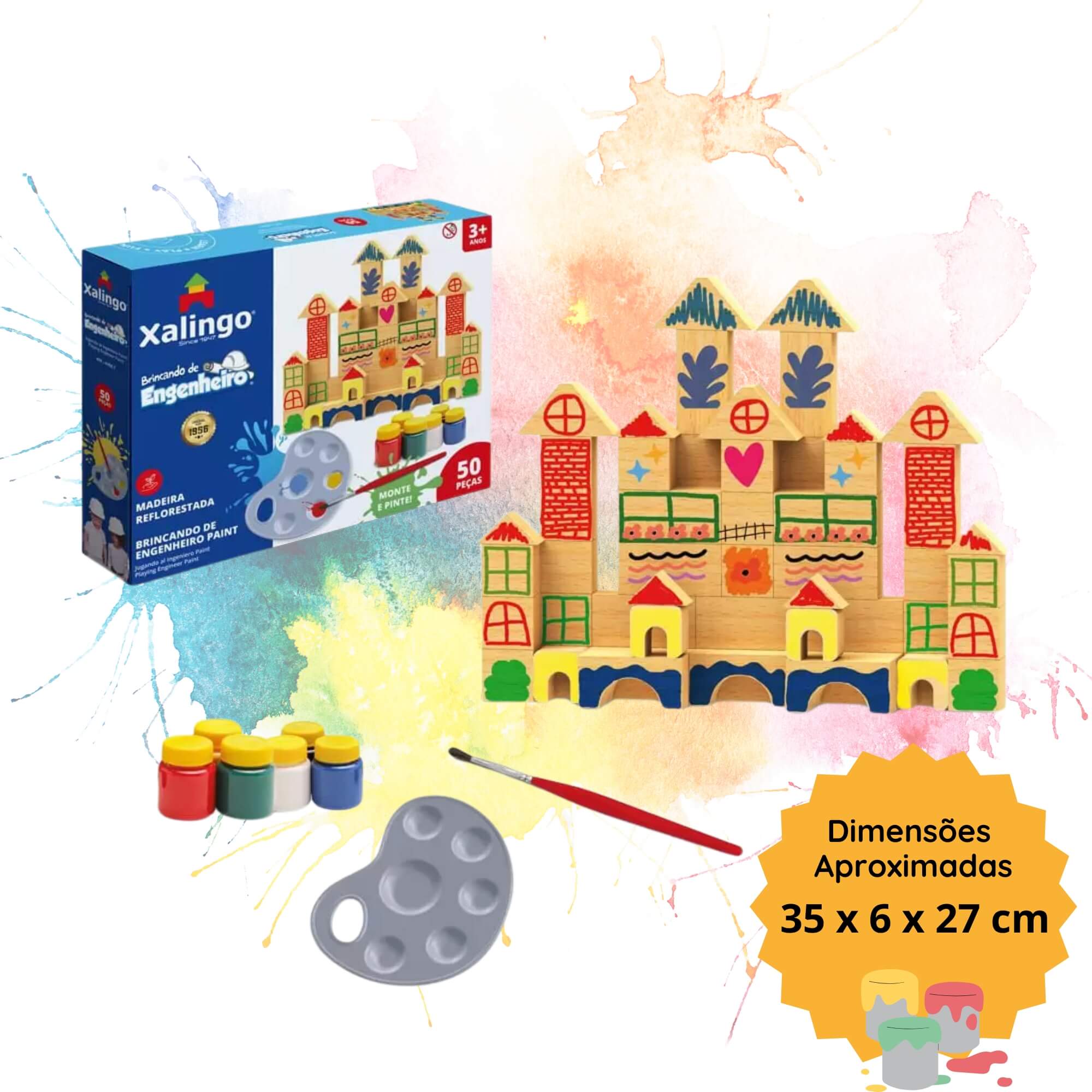 Brinquedo Infantil Brincando de Engenheiro Paint para Colorir 50 peças Xalingo - 67887