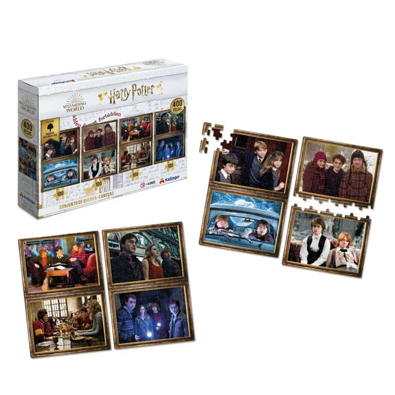 Brinquedo Quebra-Cabeça Puzzle Harry Potter 4X100 Peças - Wizarding World-400 Peças XALINGO 67976