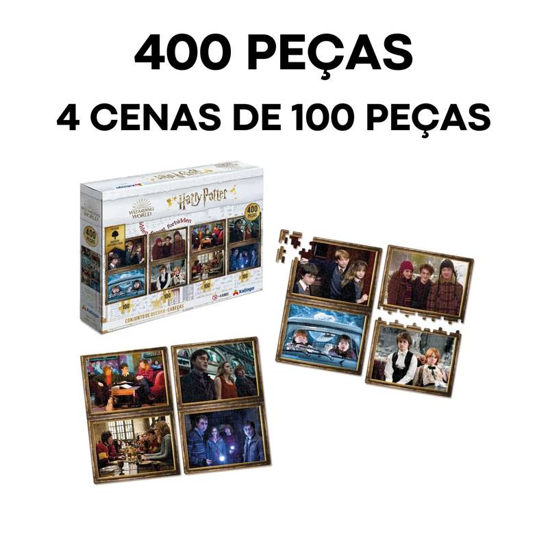 Brinquedo Quebra-Cabeça Puzzle Harry Potter 4X100 Peças - Wizarding World-400 Peças XALINGO 67976