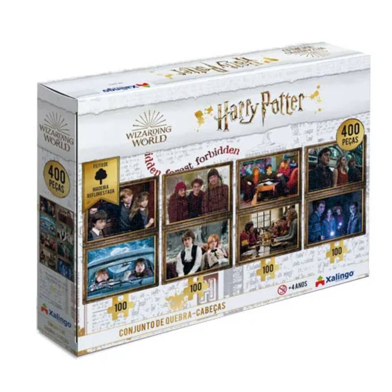 Brinquedo Quebra-Cabeça Puzzle Harry Potter 4X100 Peças - Wizarding World-400 Peças XALINGO 67976