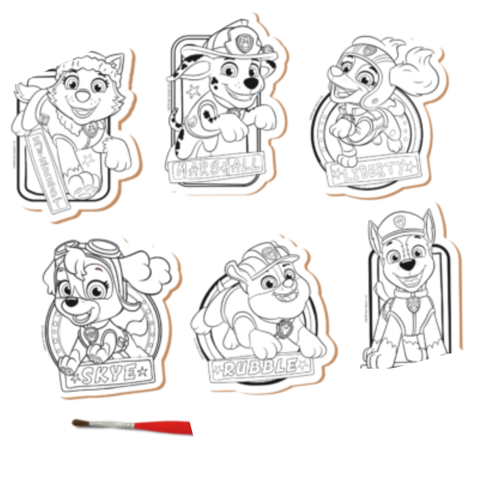 Brinquedo Kit 6 Quadros para Colorir da Patrulha Canina 6 Tintas Guaches Sortidas Xalingo - 68109