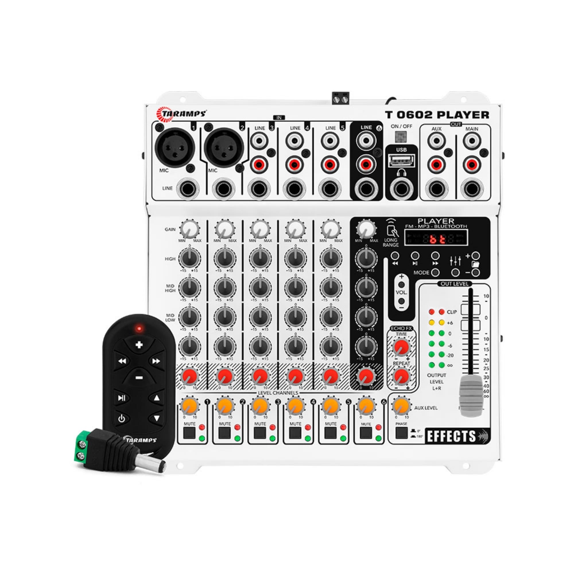 Mesa de Som Automotivo 6 Canais Bluetooth Player com Efeito Echo FX Taramps 901842