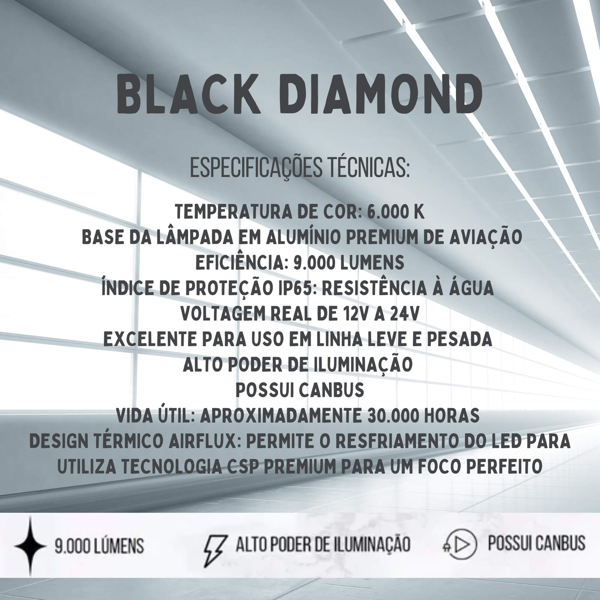 Kit Lâmpada Ultra LED Black Diamond F13-H1 Cc-lot 6000K 9000Lm JR8 - JH0CCLOTBDH1