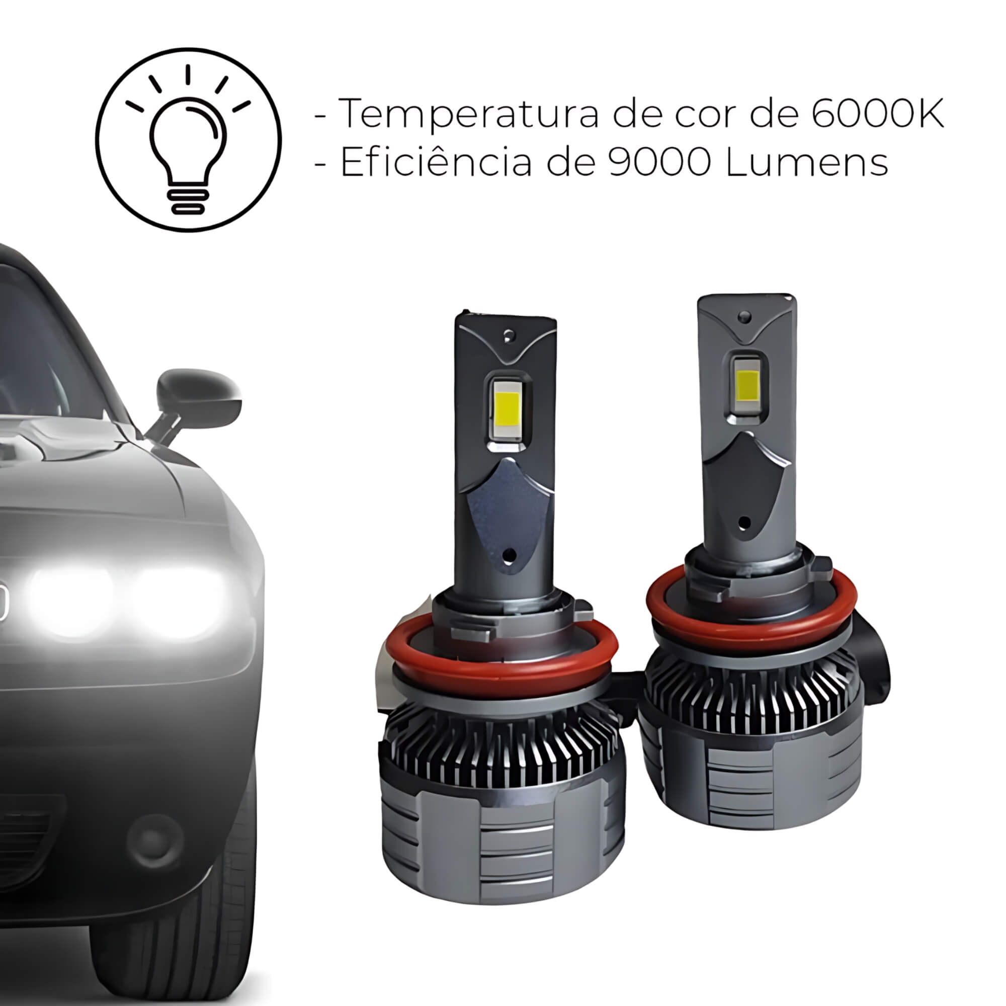 Kit Lâmpada Led Black Diamond F13-H7 CC-LOT 6000k JR8 - JH0CCLOTBDH7