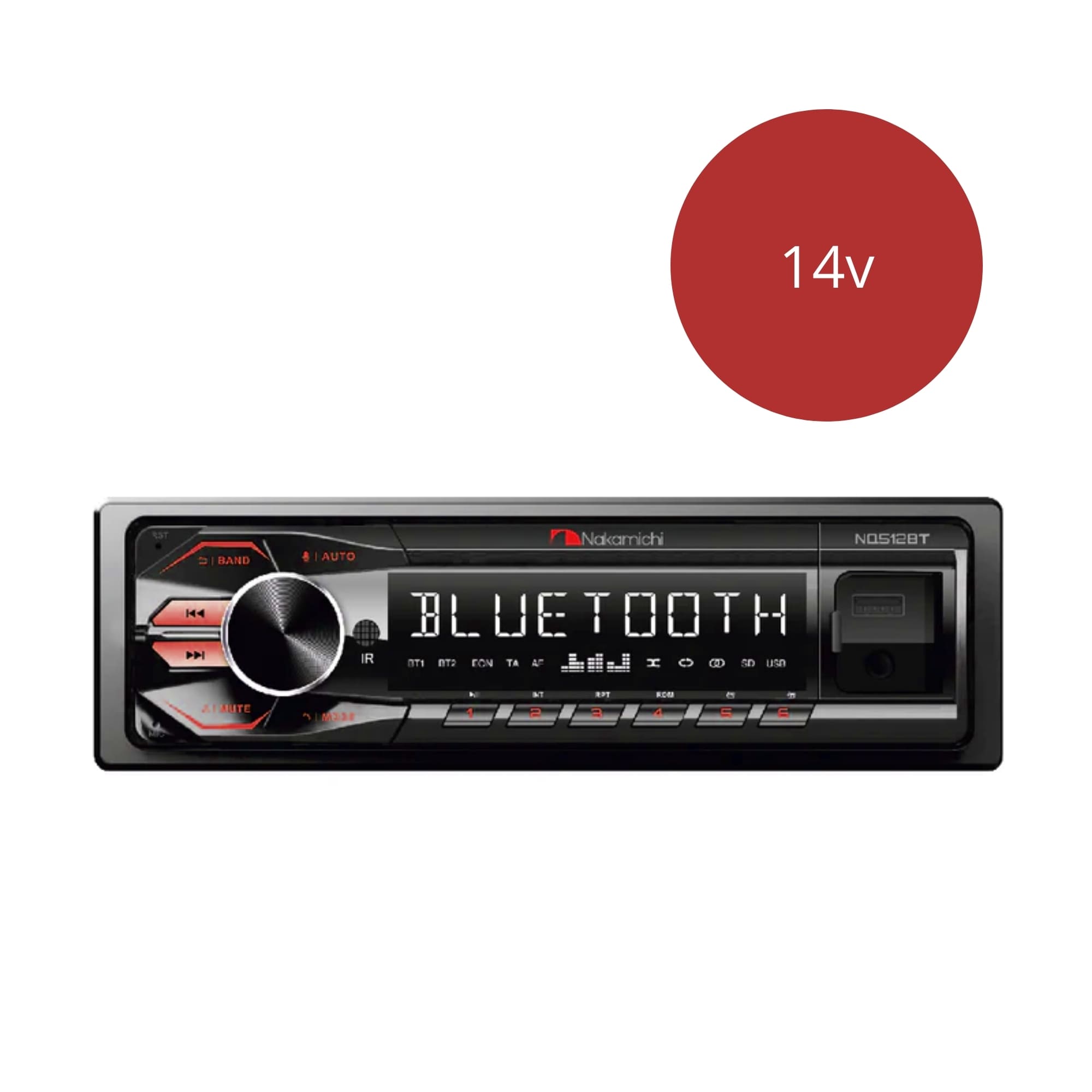 Auto Rádio MP3 4 Canais de 50 watts Display LCD Iluminação MultiColor NAKAMICHI JR8 - NQ512BT