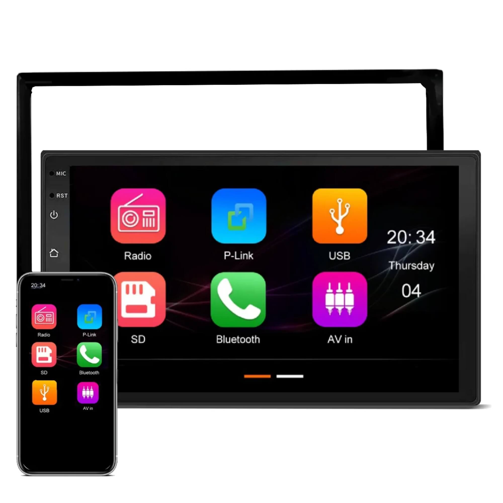 Central Multimídia MP5 Bluetooth 7" Pol com CarPlay e Android Auto 2Din JR8 - JT30MCAR7