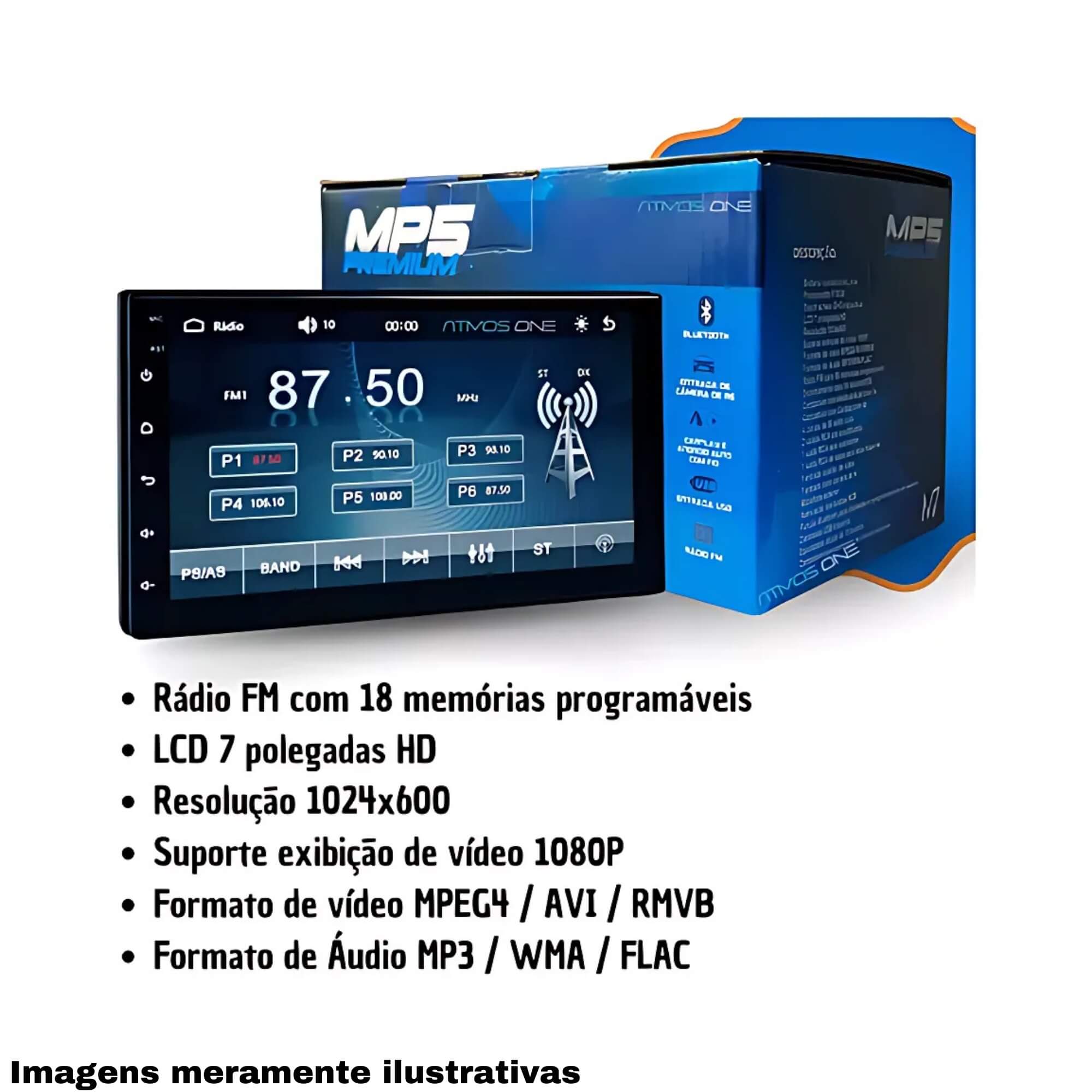 Central Multimídia MP5 M7 2DIN 7" Carplay Automotivo JR8 - JT30MP5PREMIUM