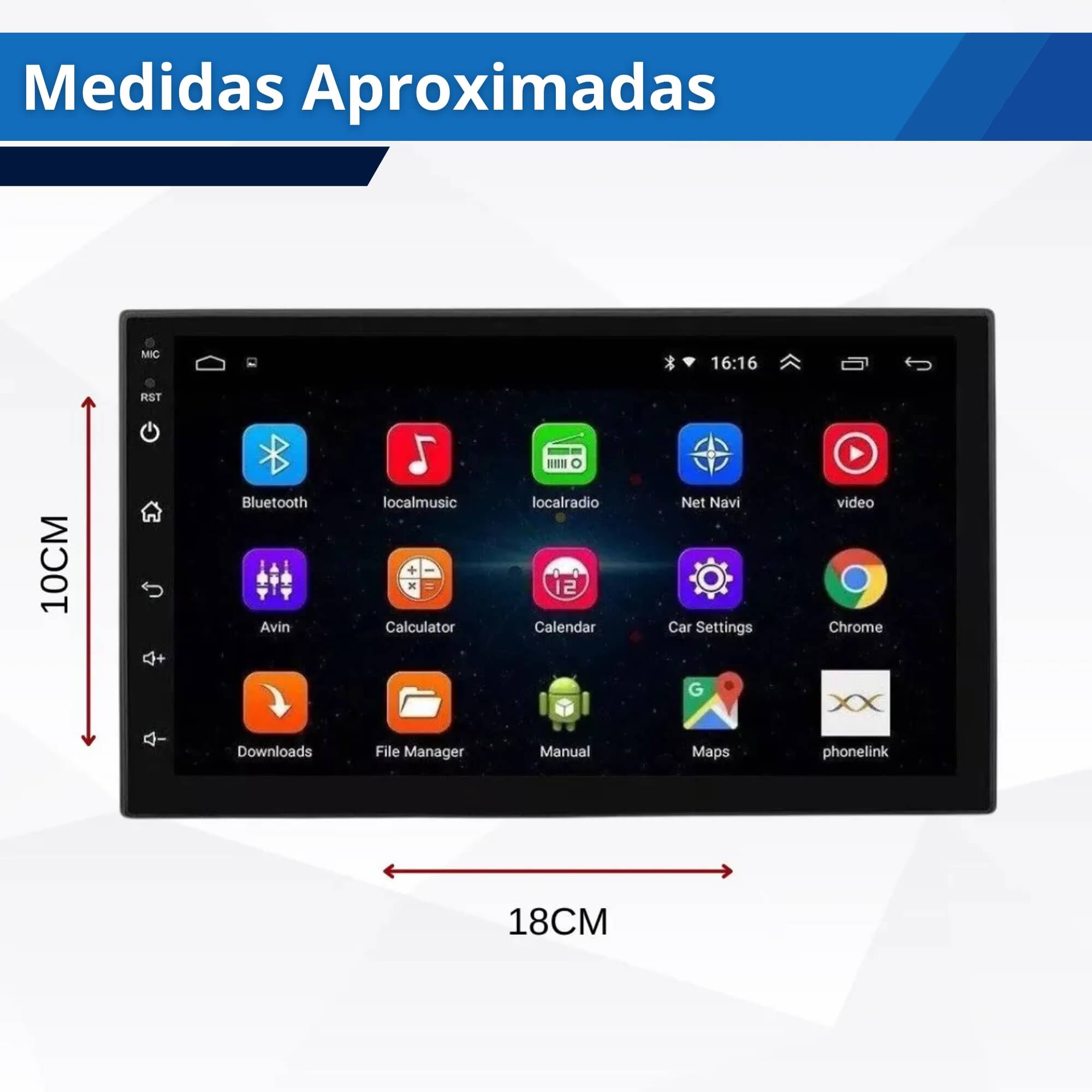 Central Multimídia Rádio Bluetooth Tela 7'' Pol QuadCore 32GB + 2GB de RAM JR8 - JT30MDIAMX732