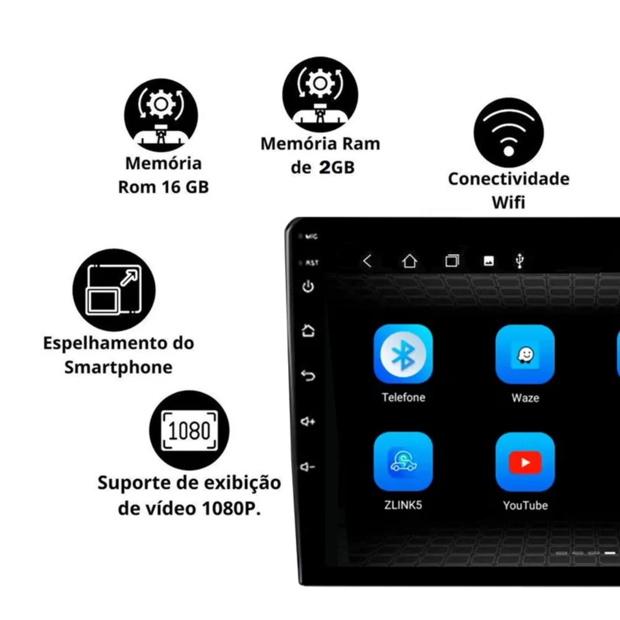 Central Multimídia Diamond x2 9" Pol Sistema Android 12 Bluetooth QuadCore 32GB JR8 - JT30MDIAMX932