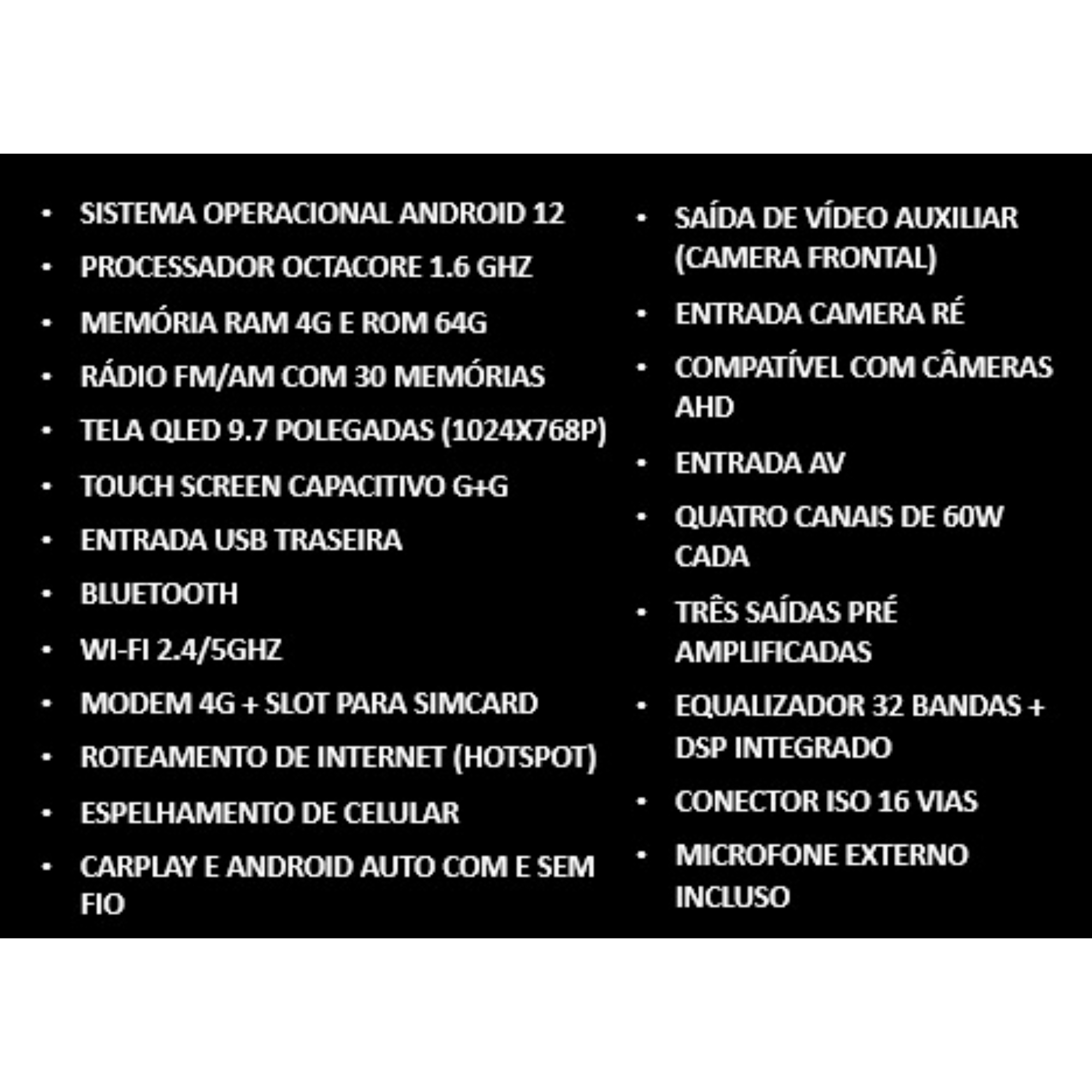 Central Multimídia 9.7" 2Din tipo Tesla Space T Carplay Android Inteligente JR8 - JT30SPACET9.7