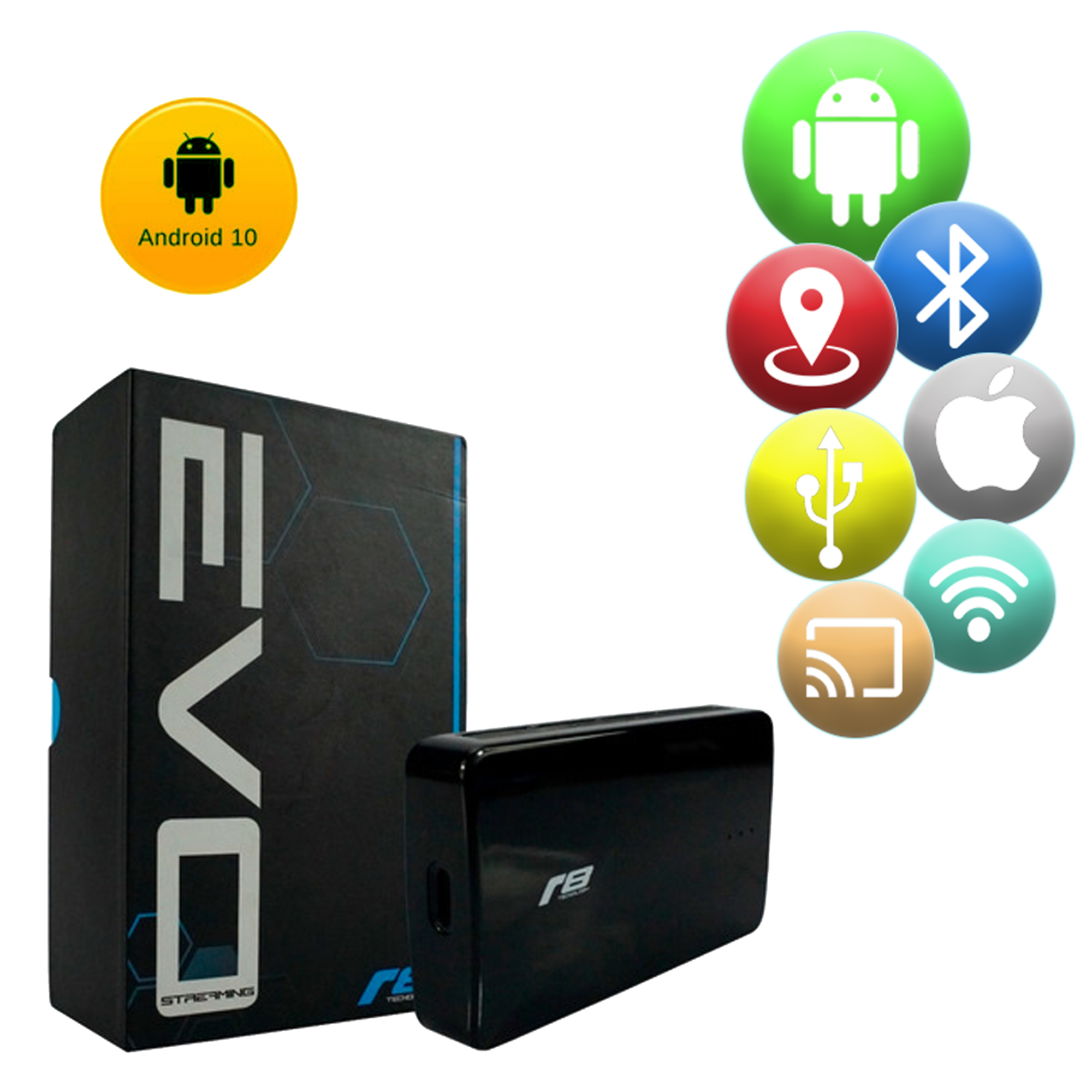 Streaming Box Evo 2g Wi-fi 32gb 2gb P/ Carros Com Car Play JR8 - JT30EVOPLAY