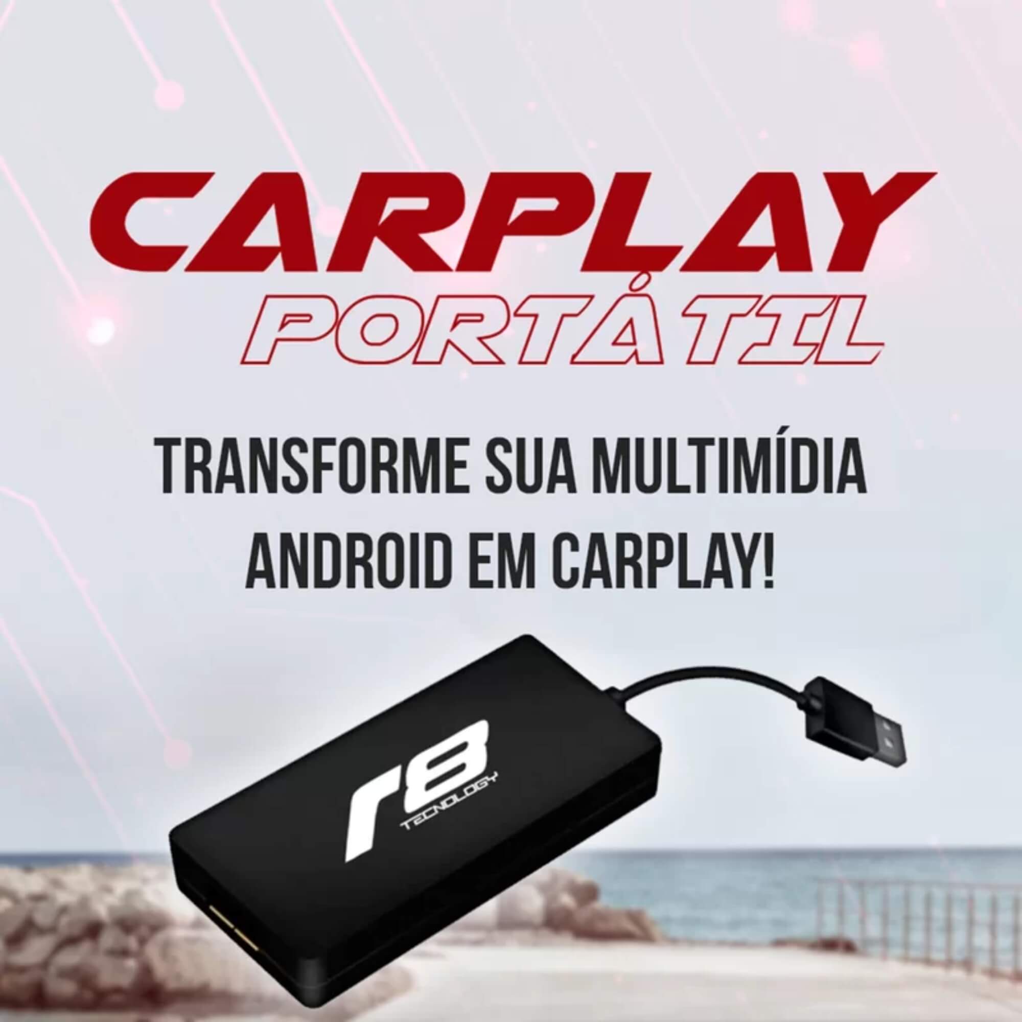 Carplay Portátil para Multimídia Android com Espelhamento de Celular E Apps JR8 - JT30R8CARPLAY